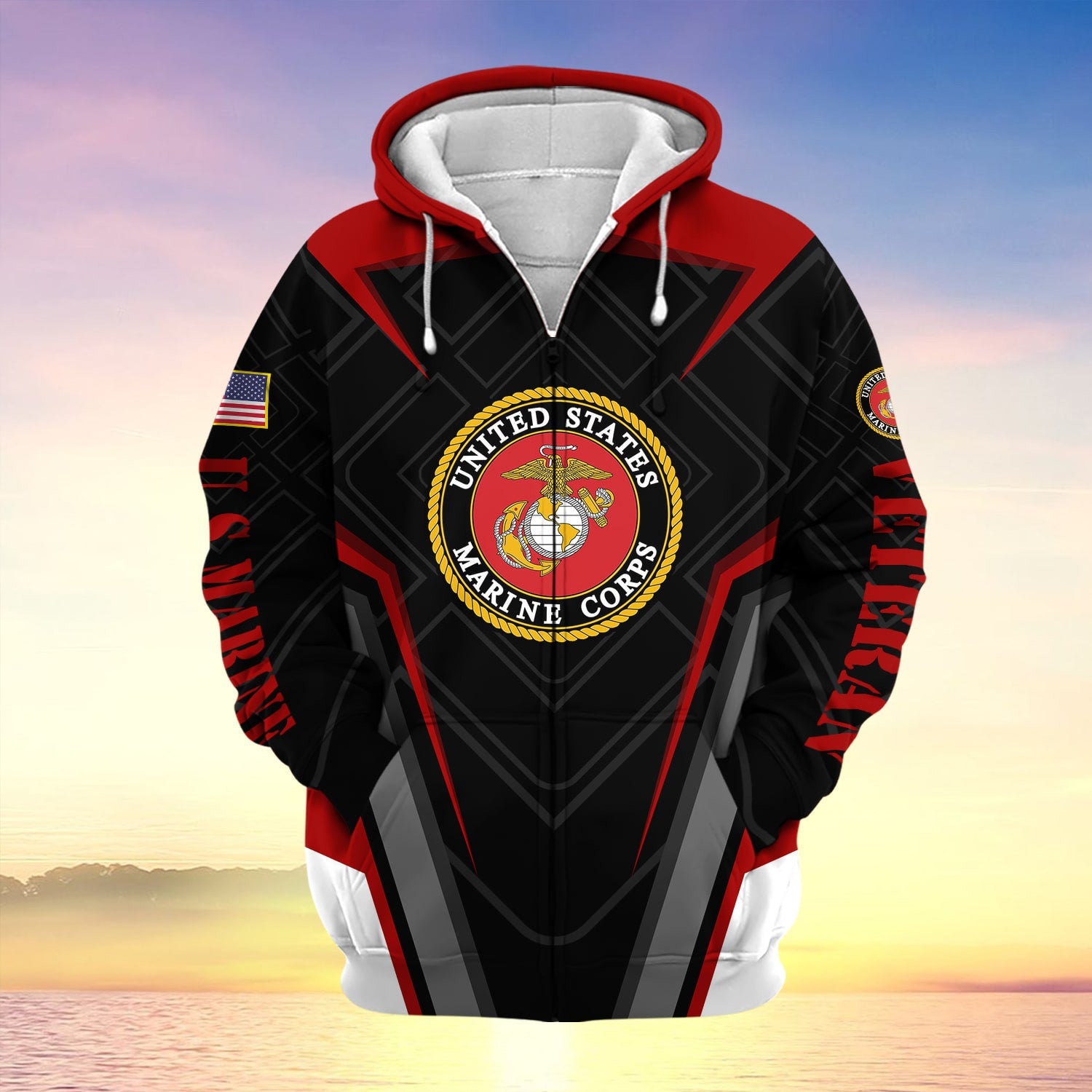 US Veteran Proudly Served Multiservice Zip Hoodie