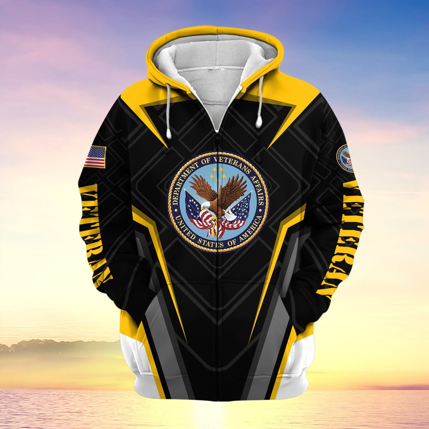 US Veteran Proudly Served Multiservice Zip Hoodie