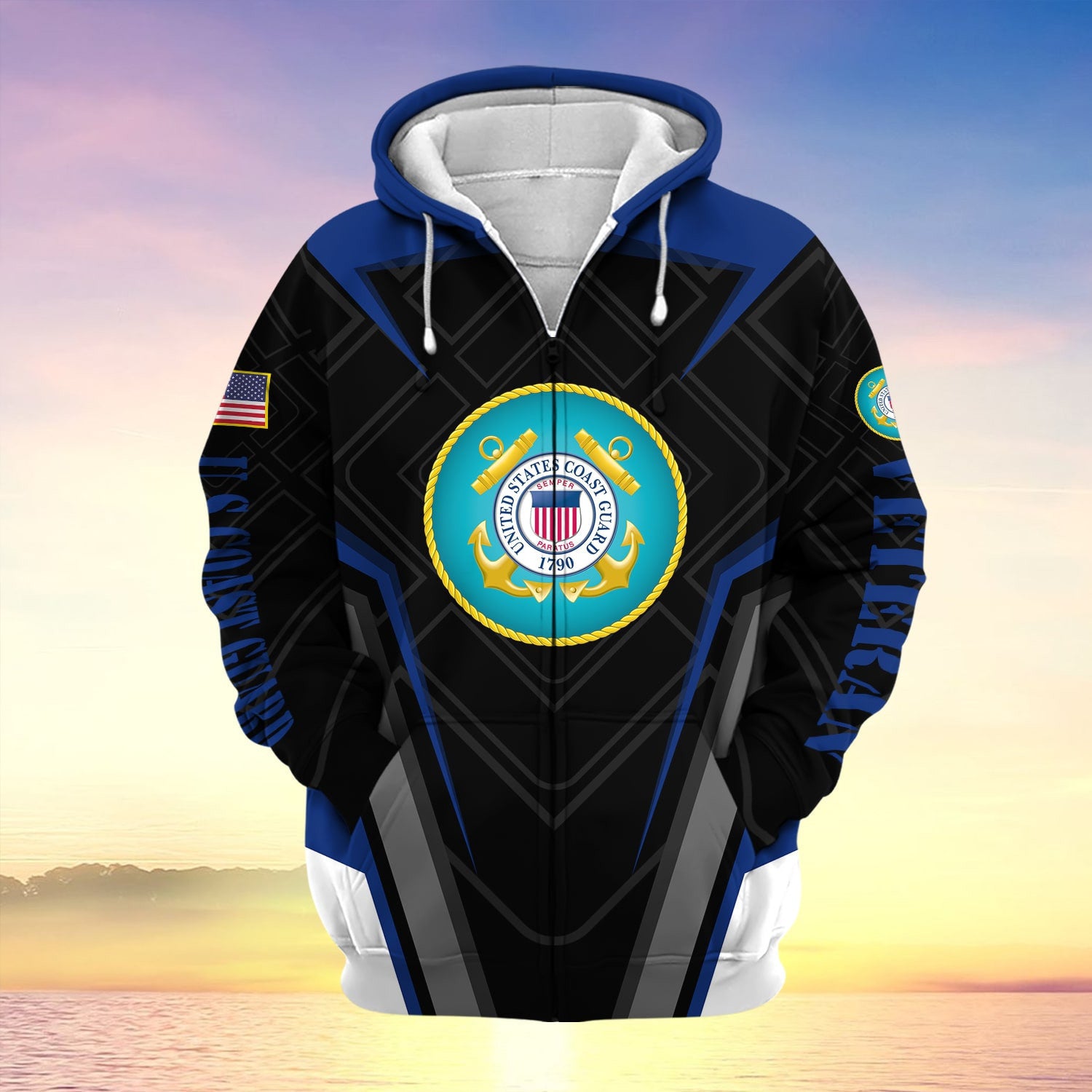 US Veteran Proudly Served Multiservice Zip Hoodie
