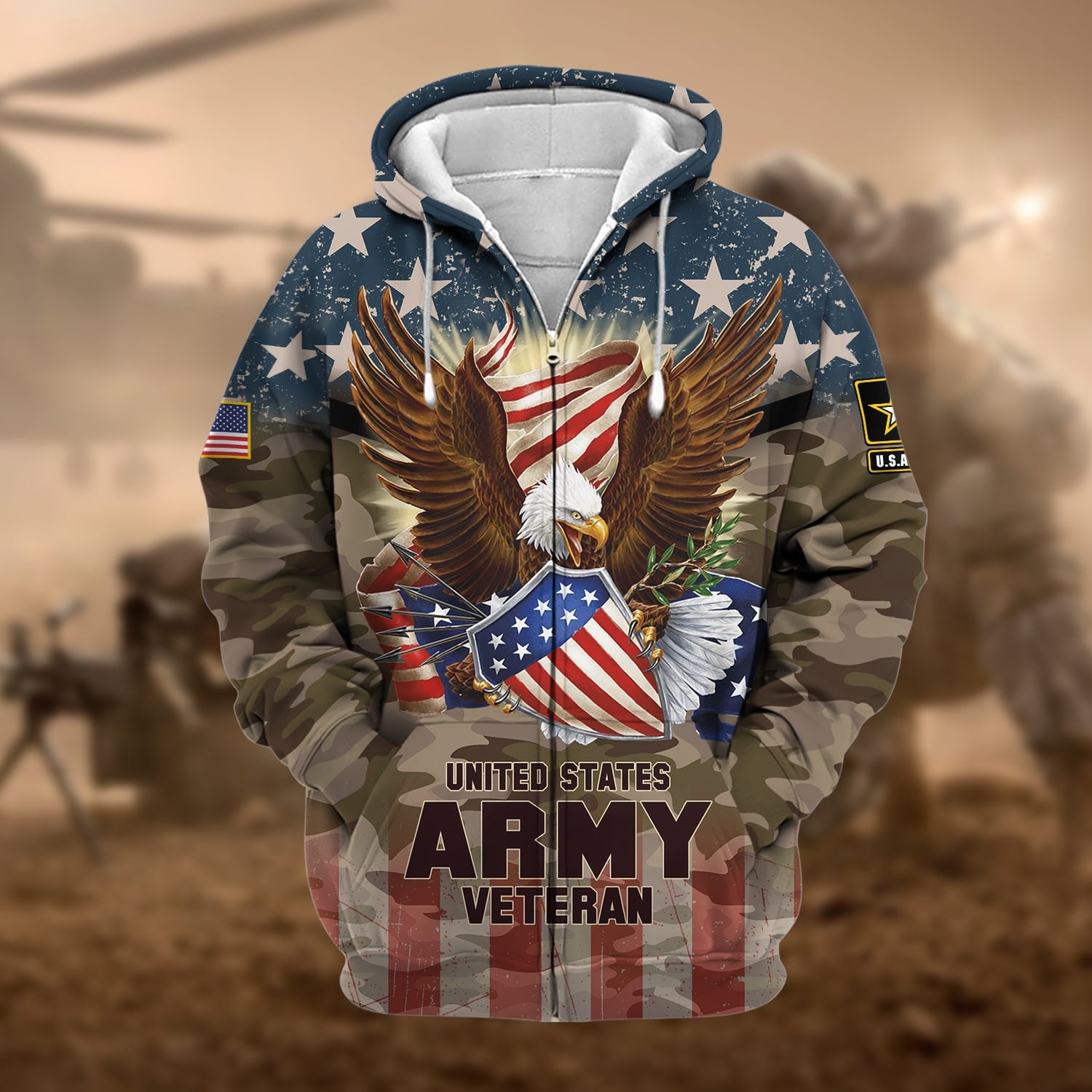 Premium Eagle US Veteran Zip Hoodie