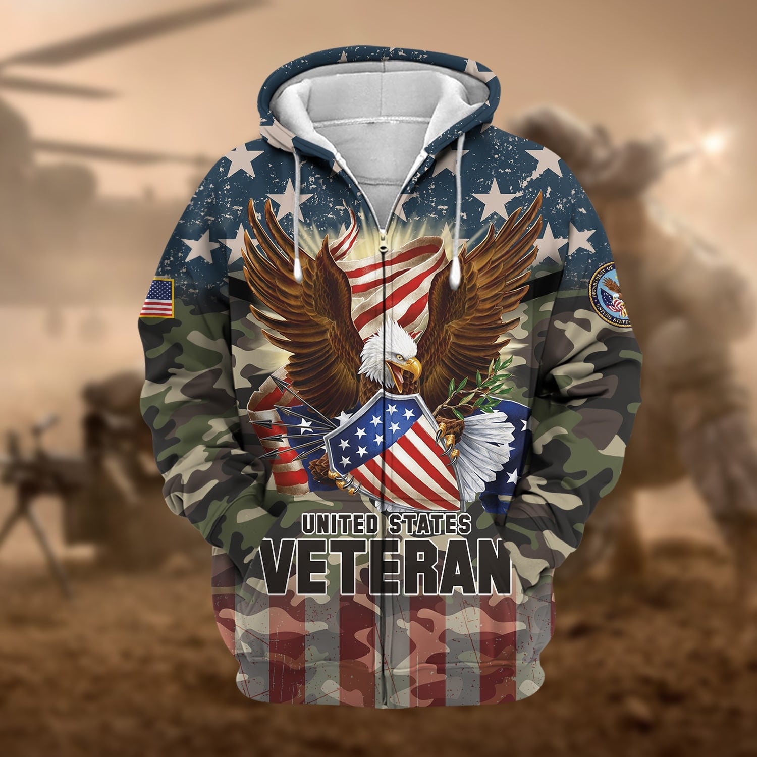 Premium Eagle US Veteran Zip Hoodie