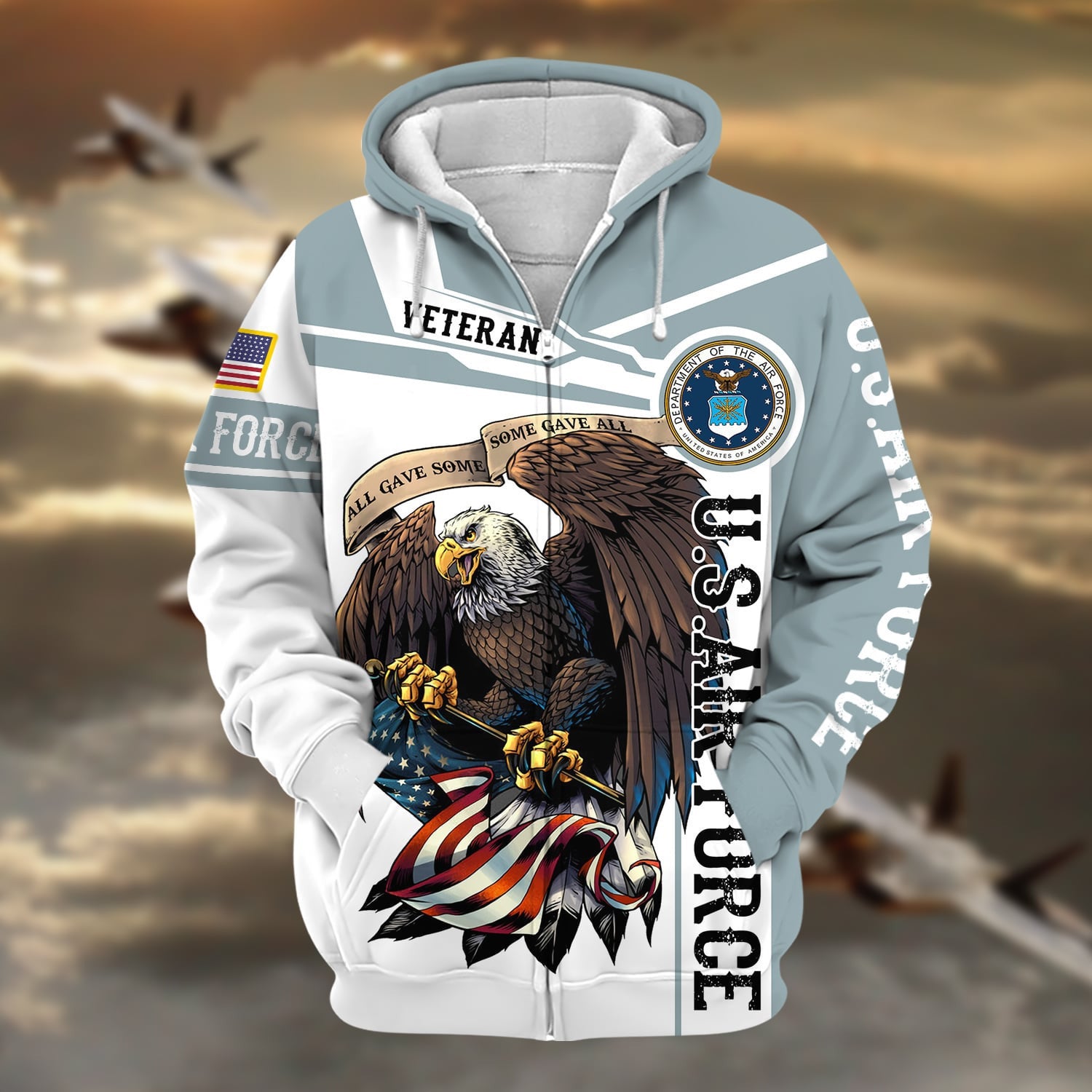 Premium Honoring All Who Served US Veteran Zip Hoodie