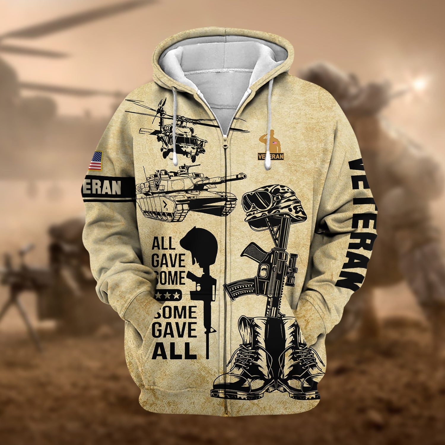 Premium All Gave Some US Veteran Zip Hoodie