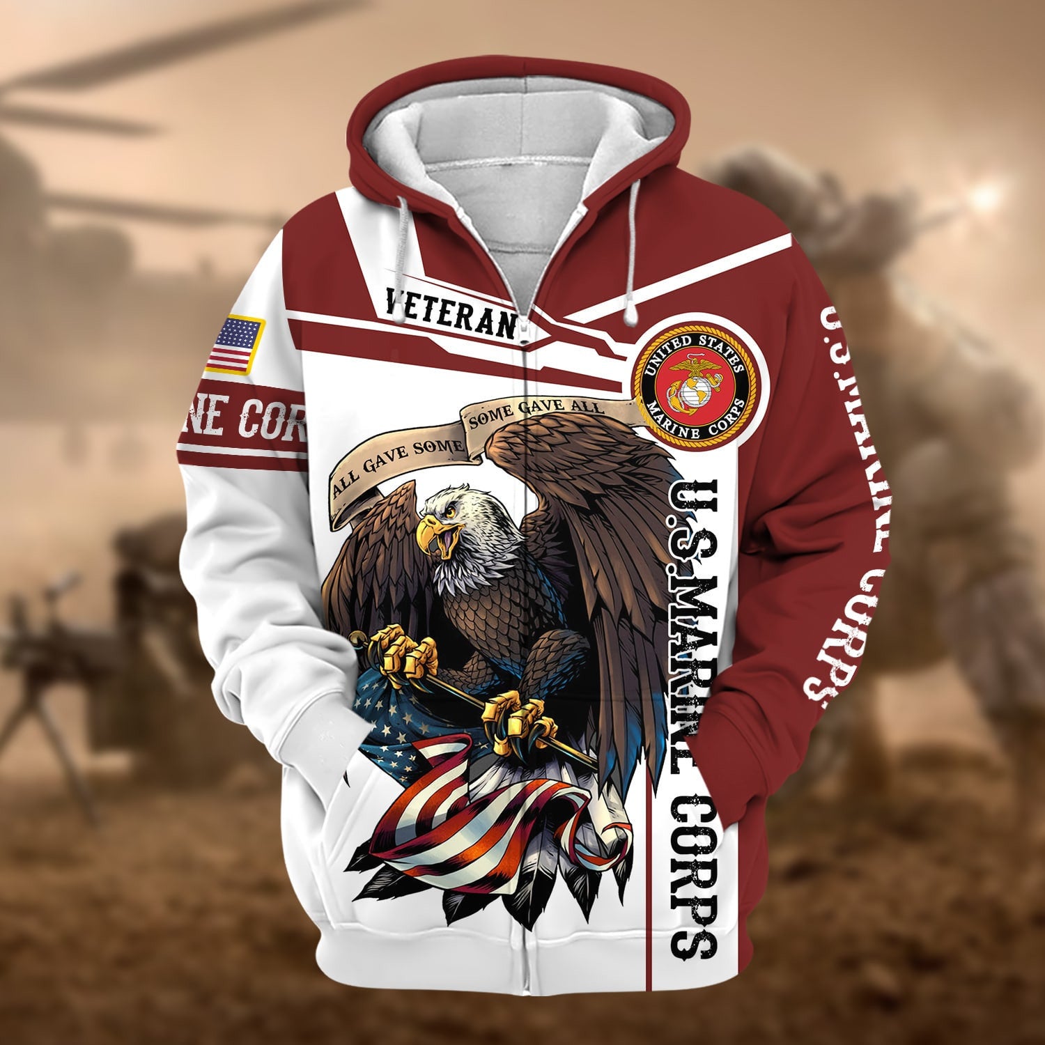 Premium Honoring All Who Served US Veteran Zip Hoodie