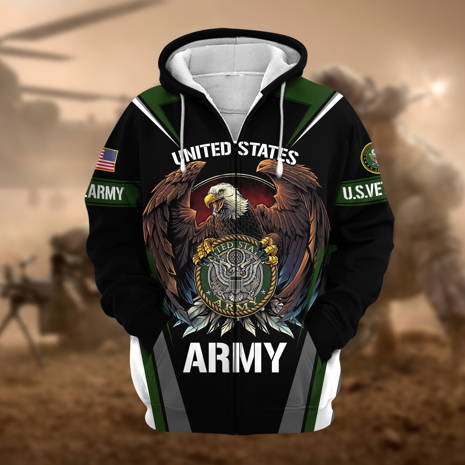 Premium Honoring All Who Served US Veteran Zip Hoodie