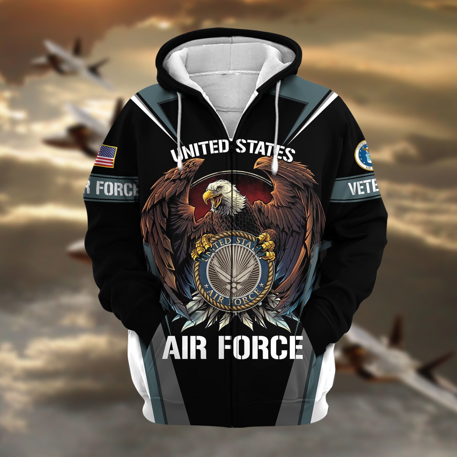 Premium Honoring All Who Served US Veteran Zip Hoodie