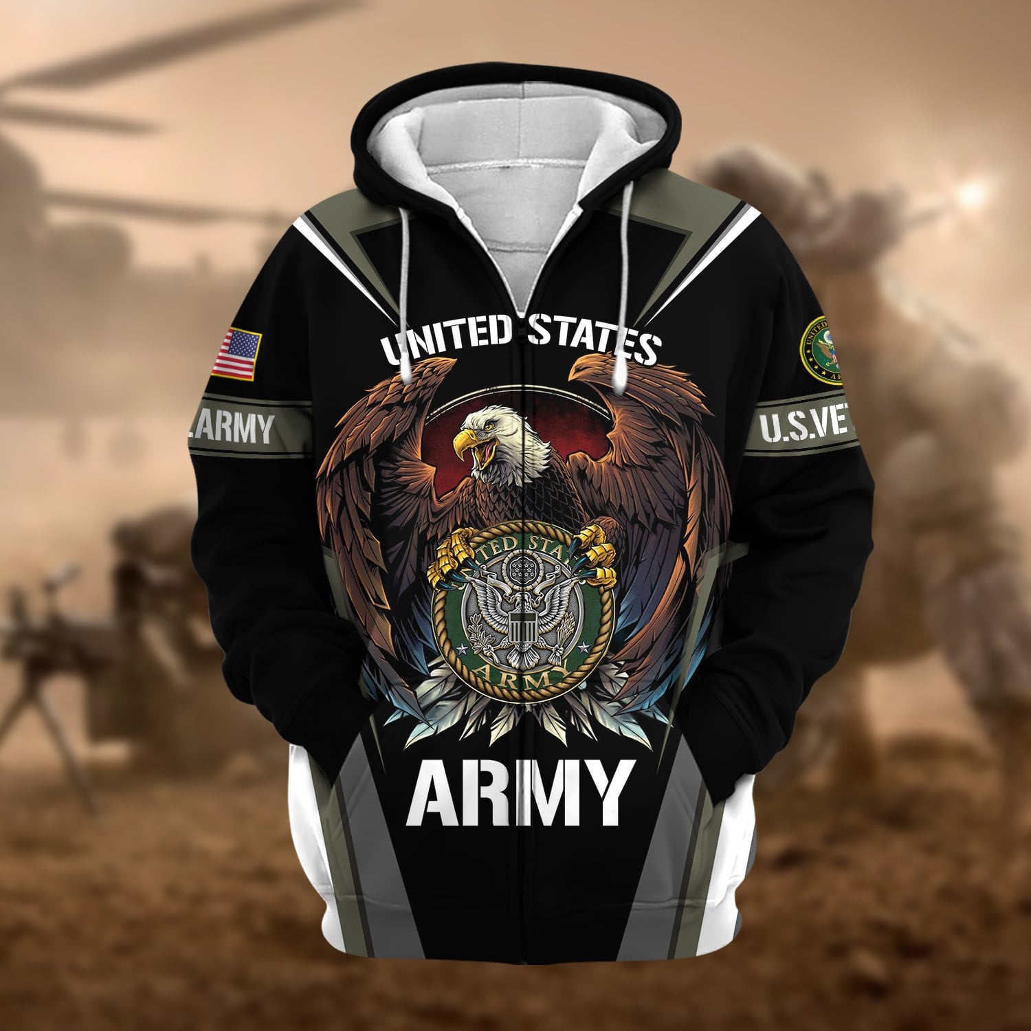 Premium Honoring All Who Served US Veteran Zip Hoodie
