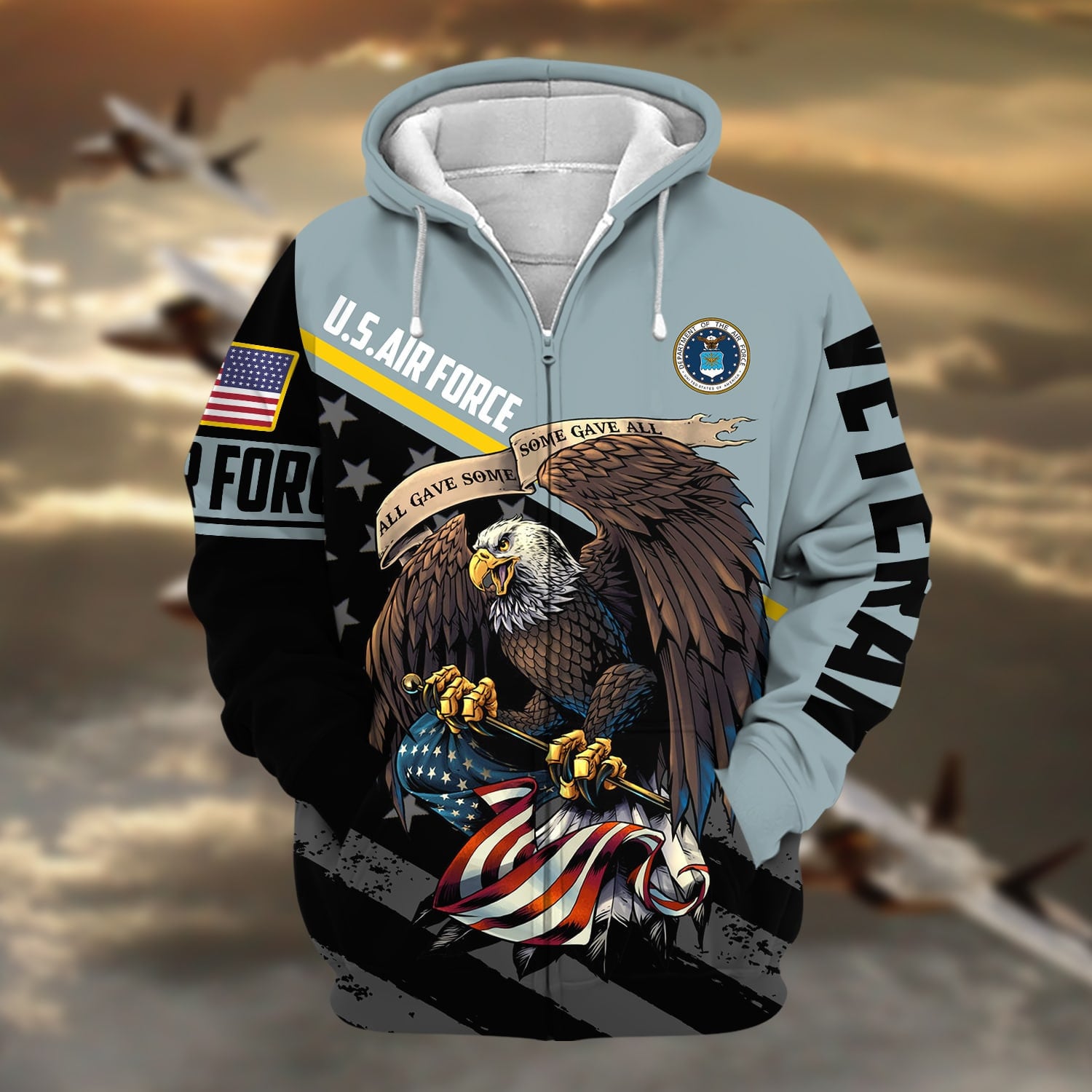 Premium All Gave Some Some Gave All US Veteran Zip Hoodie