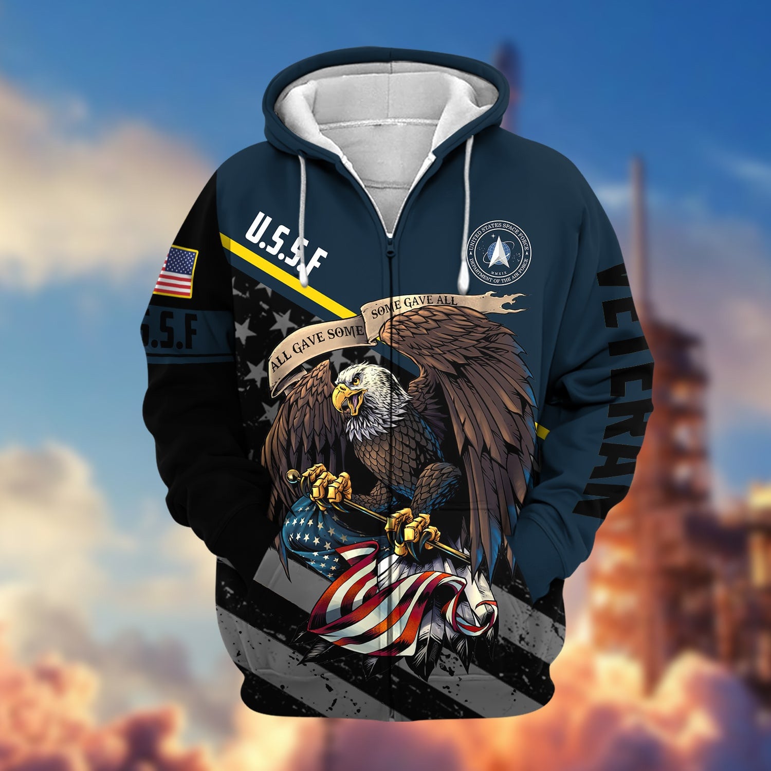 Premium All Gave Some Some Gave All US Veteran Zip Hoodie