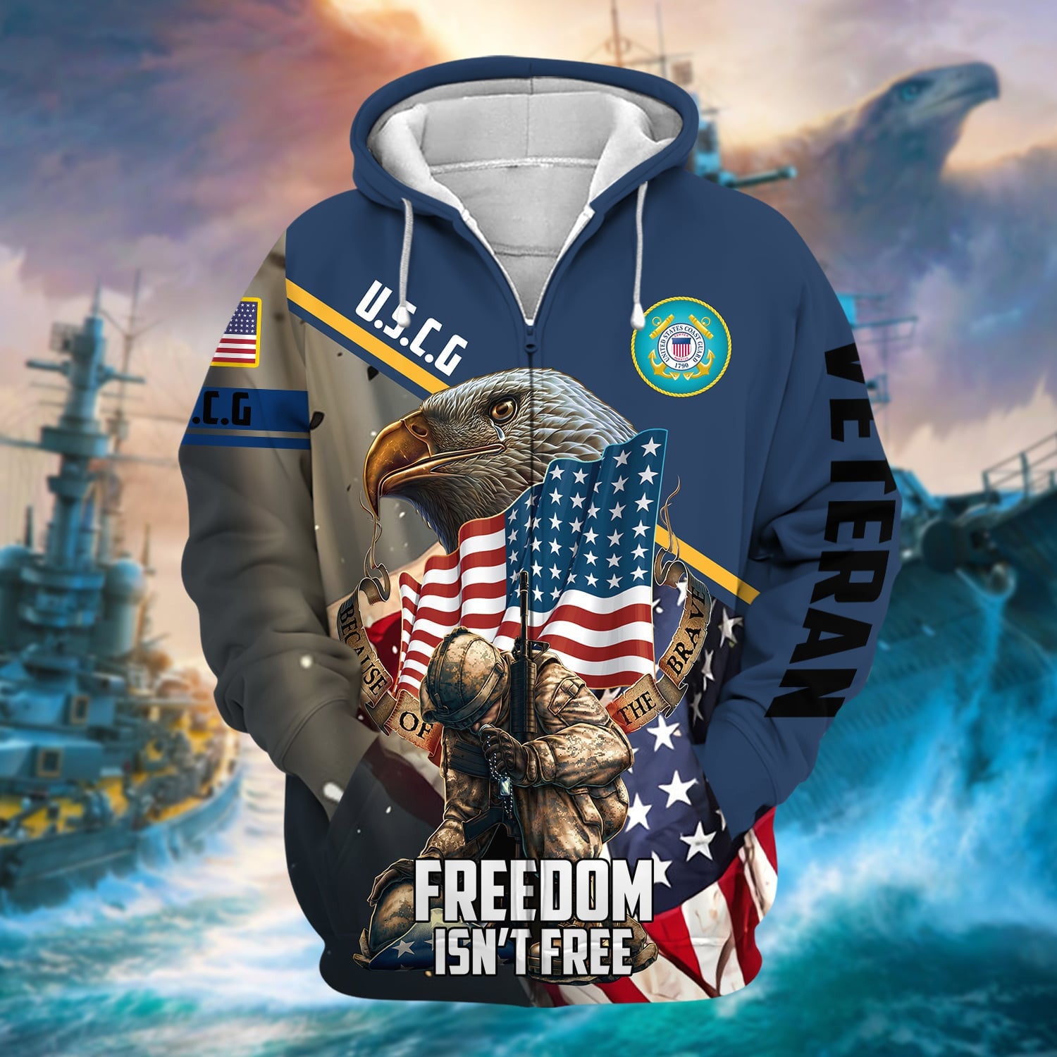 Premium Freedom Is Not Free US Veteran Zip Hoodie