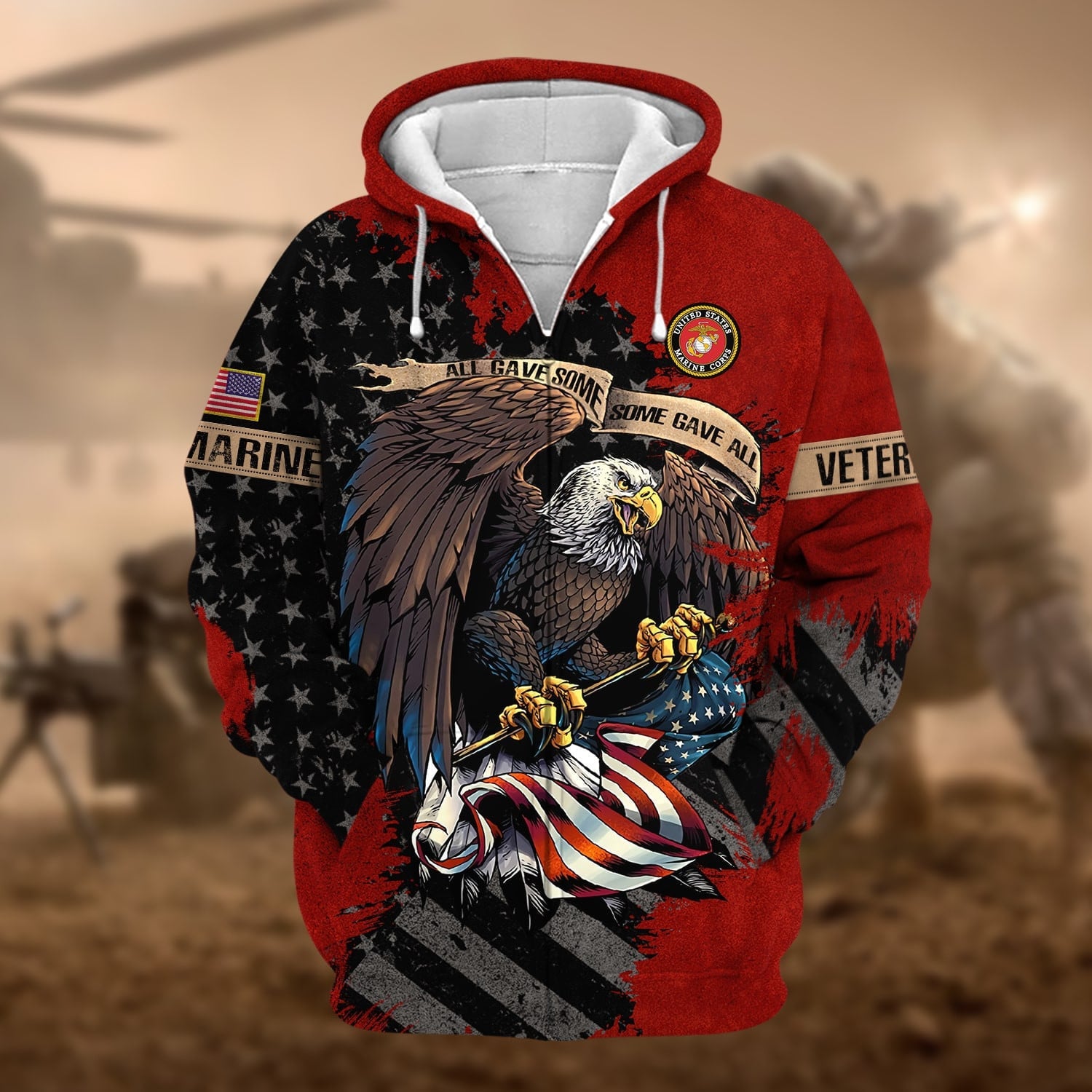 Premium Eagle US Veteran Zip Hoodie