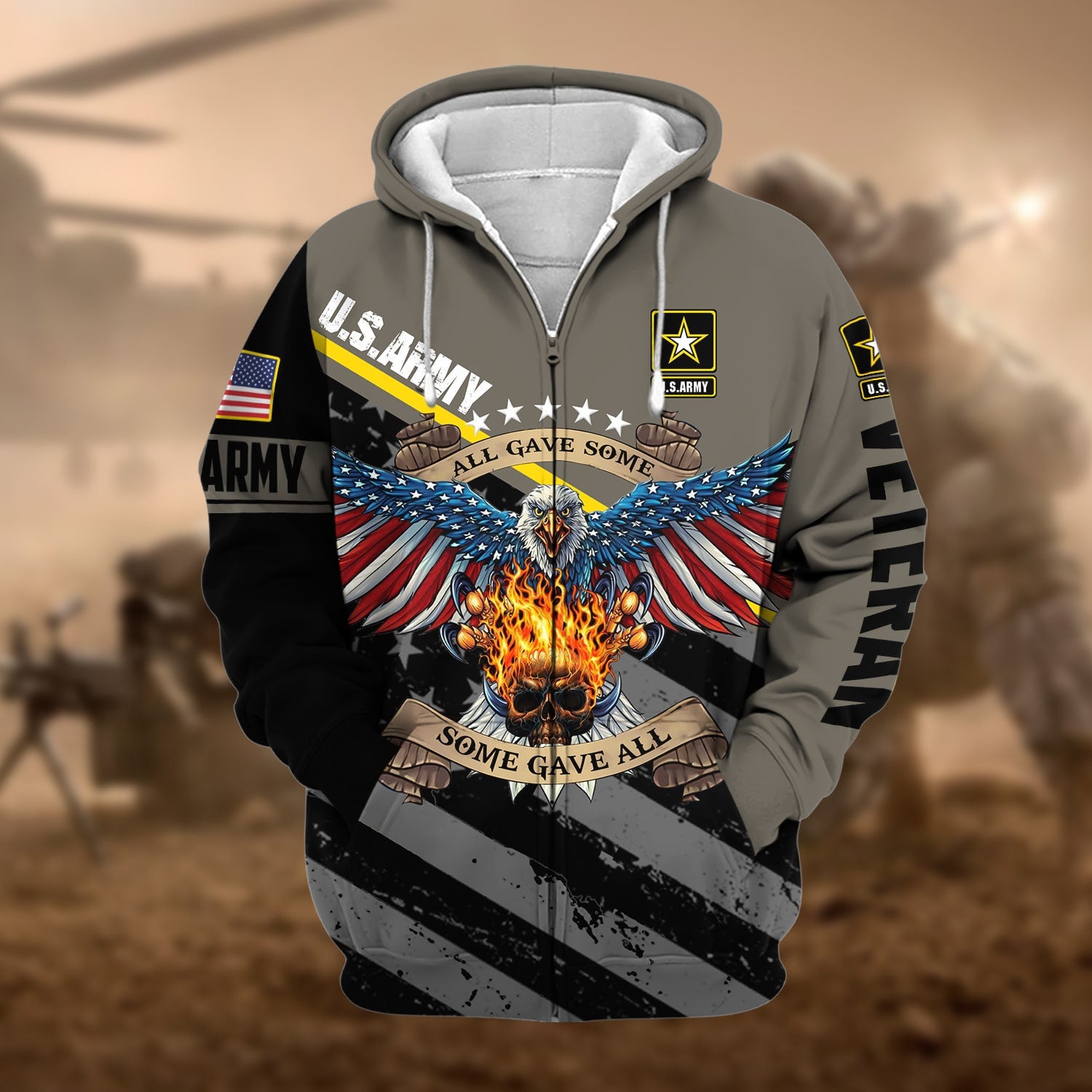 Premium Eagle US Veteran Zip Hoodie