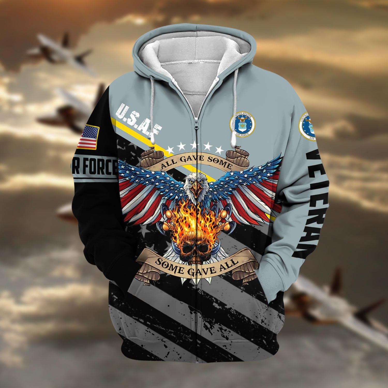 Premium Eagle US Veteran Zip Hoodie