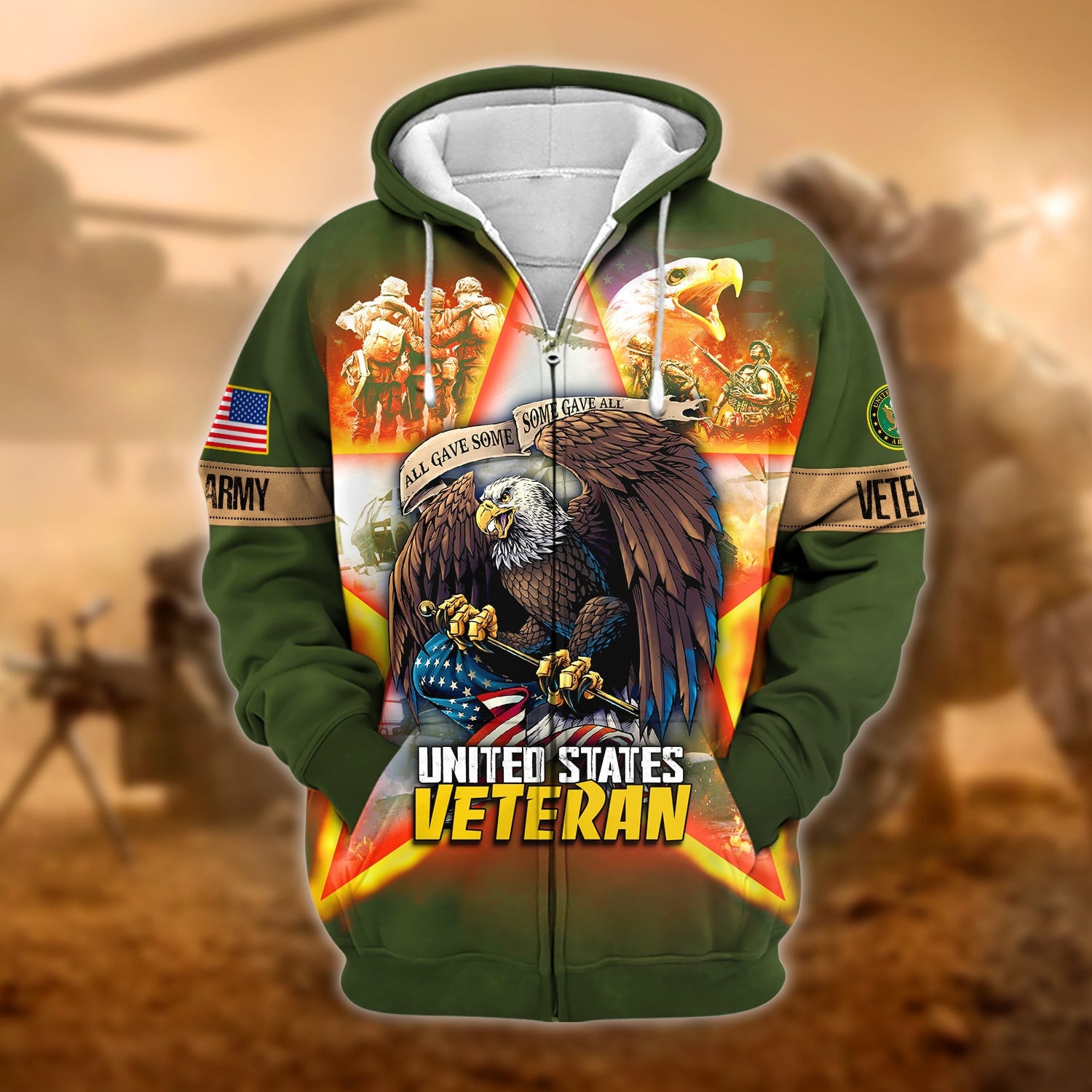 Unique All Gave Some US Veteran Zip Hoodie