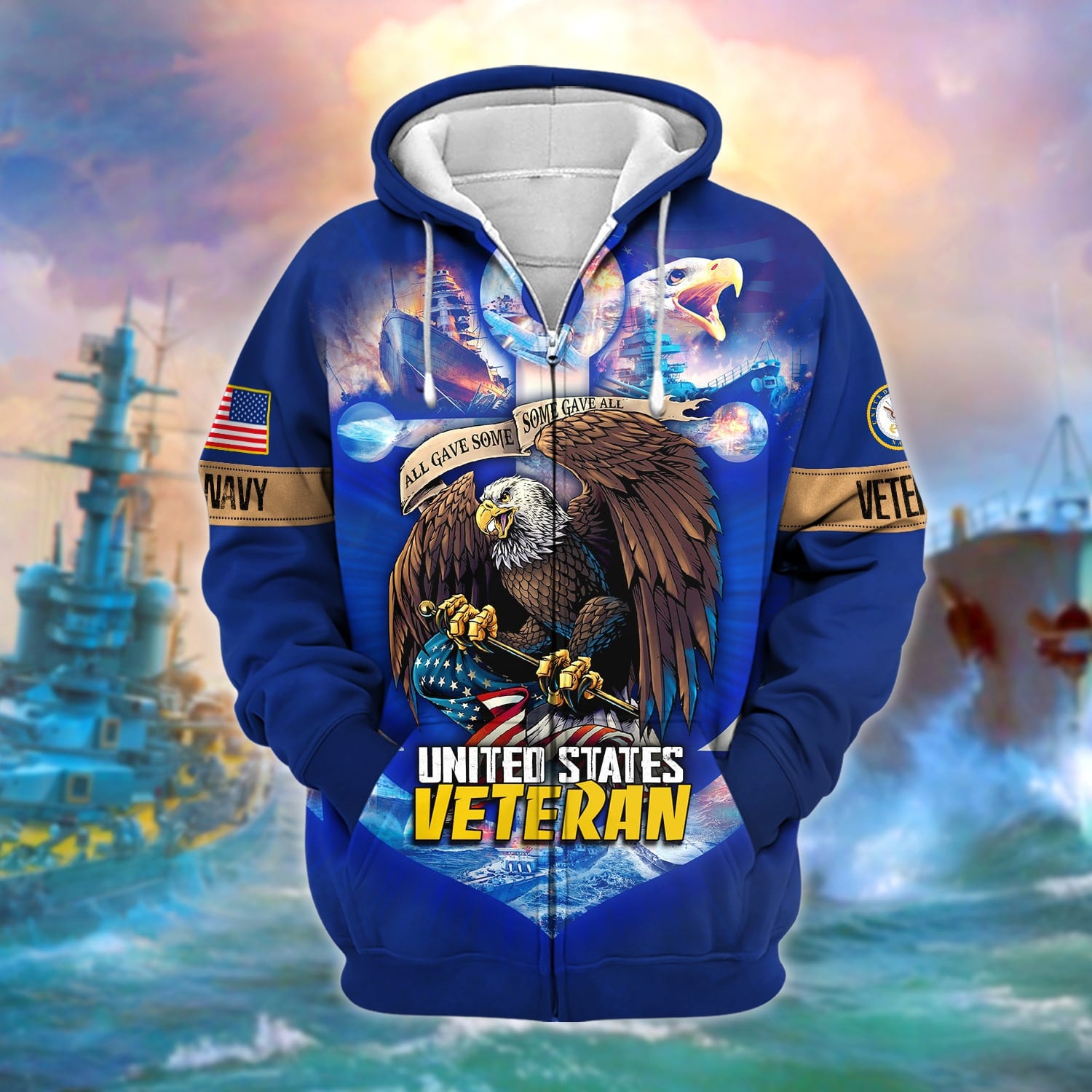 Unique All Gave Some US Veteran Zip Hoodie