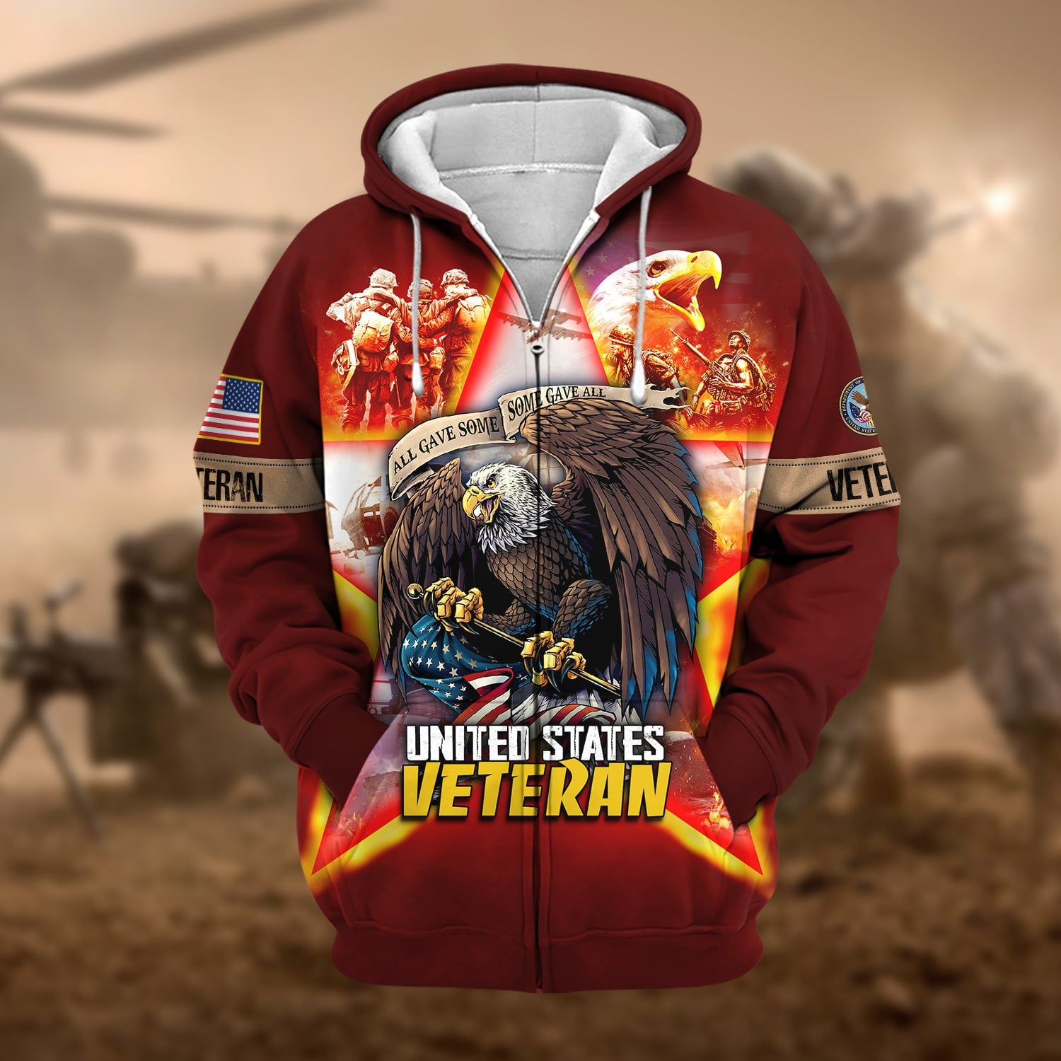 Unique All Gave Some US Veteran Zip Hoodie