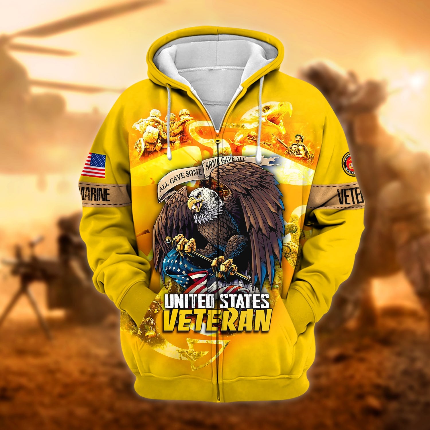 Unique All Gave Some US Veteran Zip Hoodie
