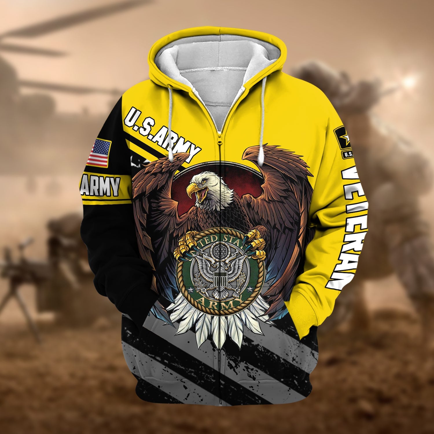 Premium Eagle US Veteran Zip Hoodie