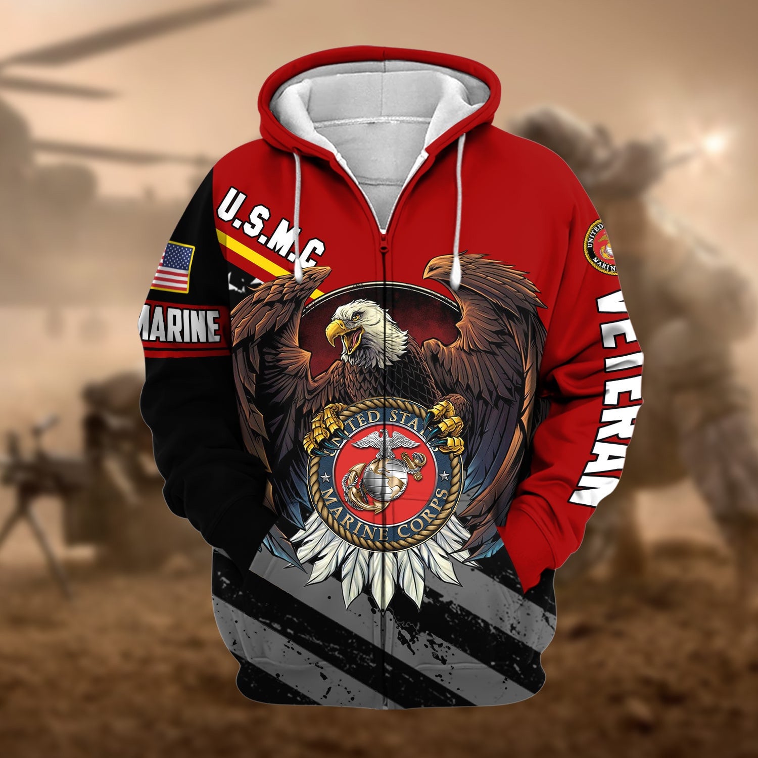 Premium Eagle US Veteran Zip Hoodie