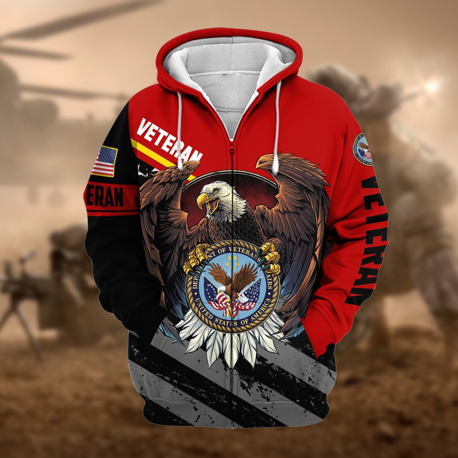 Premium Eagle US Veteran Zip Hoodie