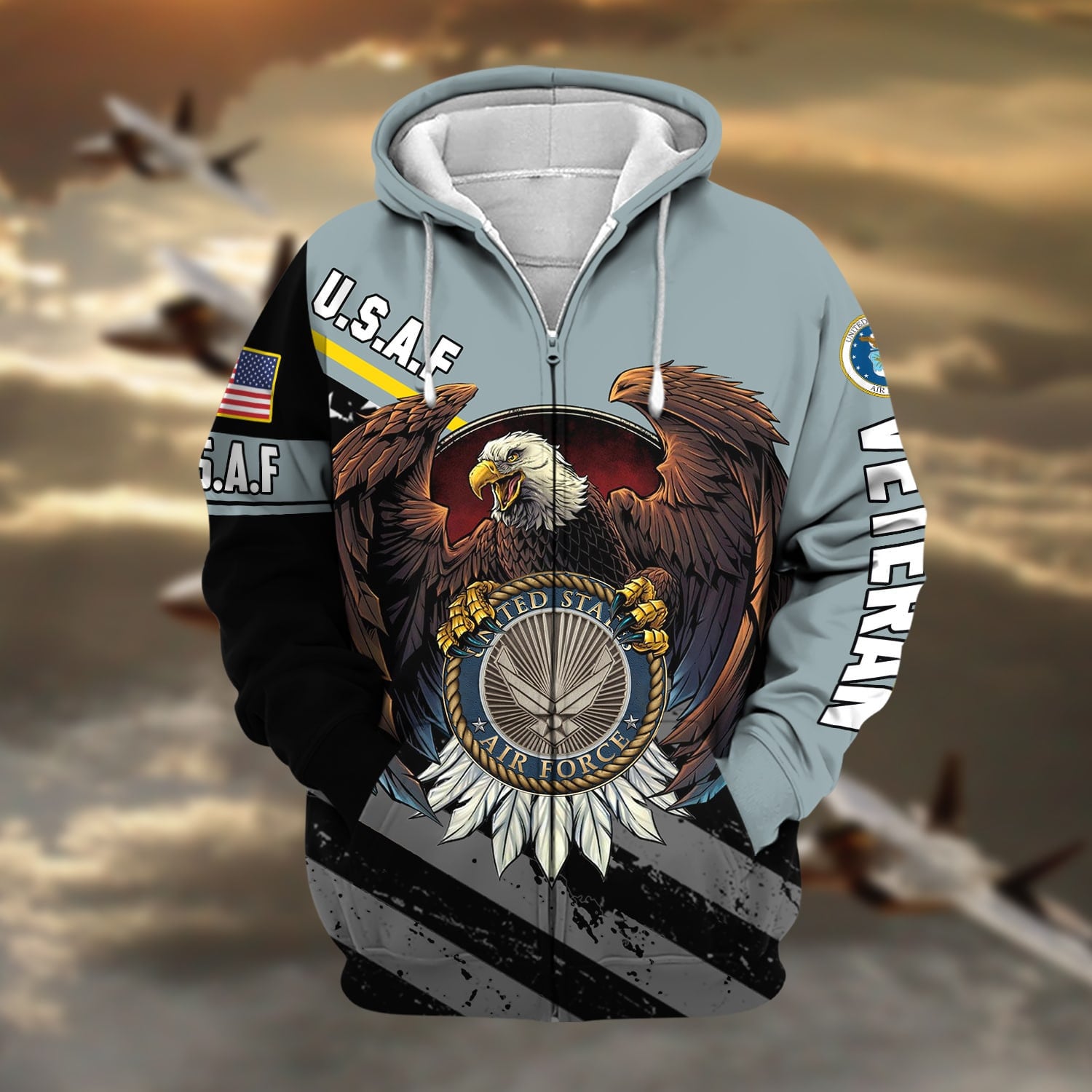 Premium Eagle US Veteran Zip Hoodie