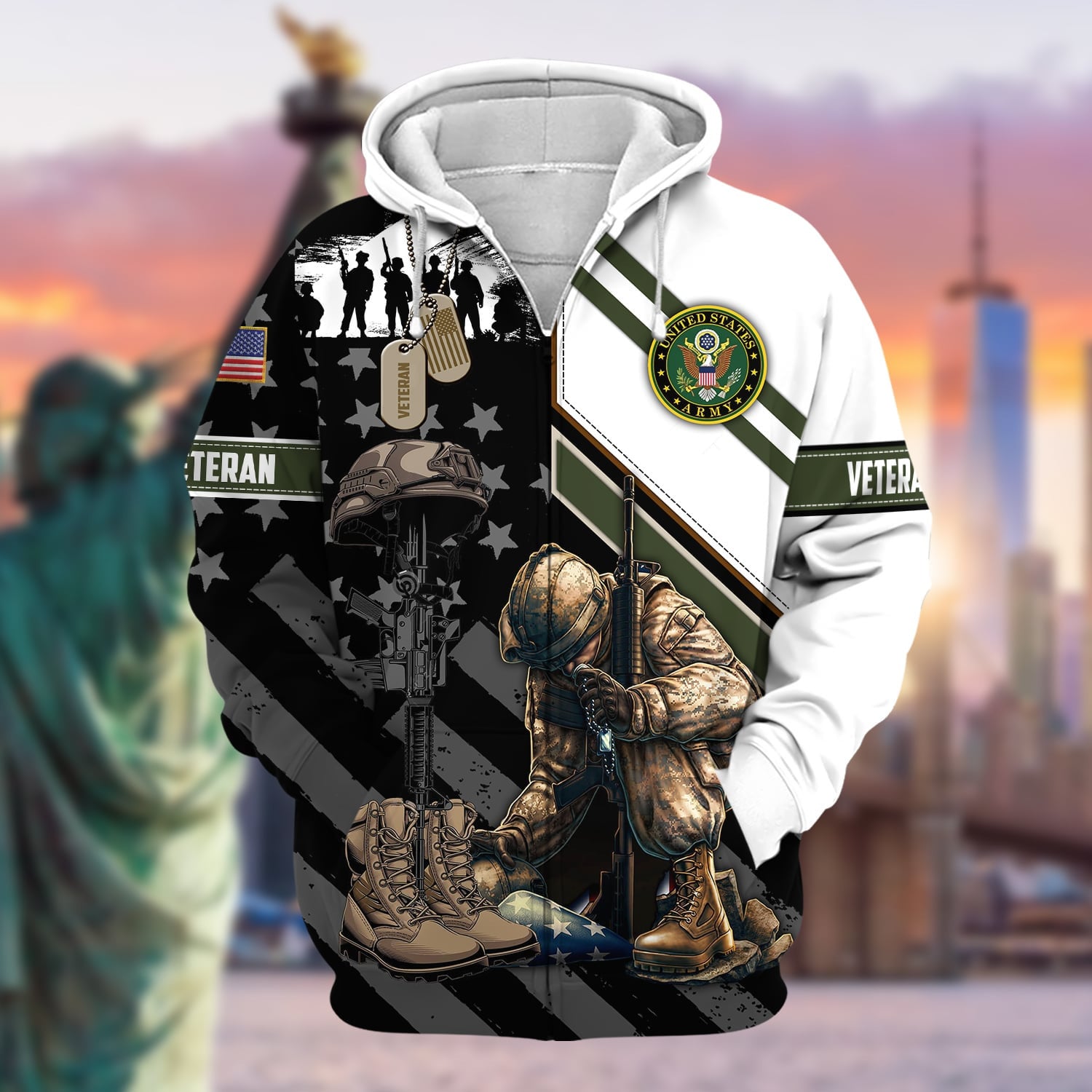 Unique Honoring All Who Served US Veteran Zip Hoodie