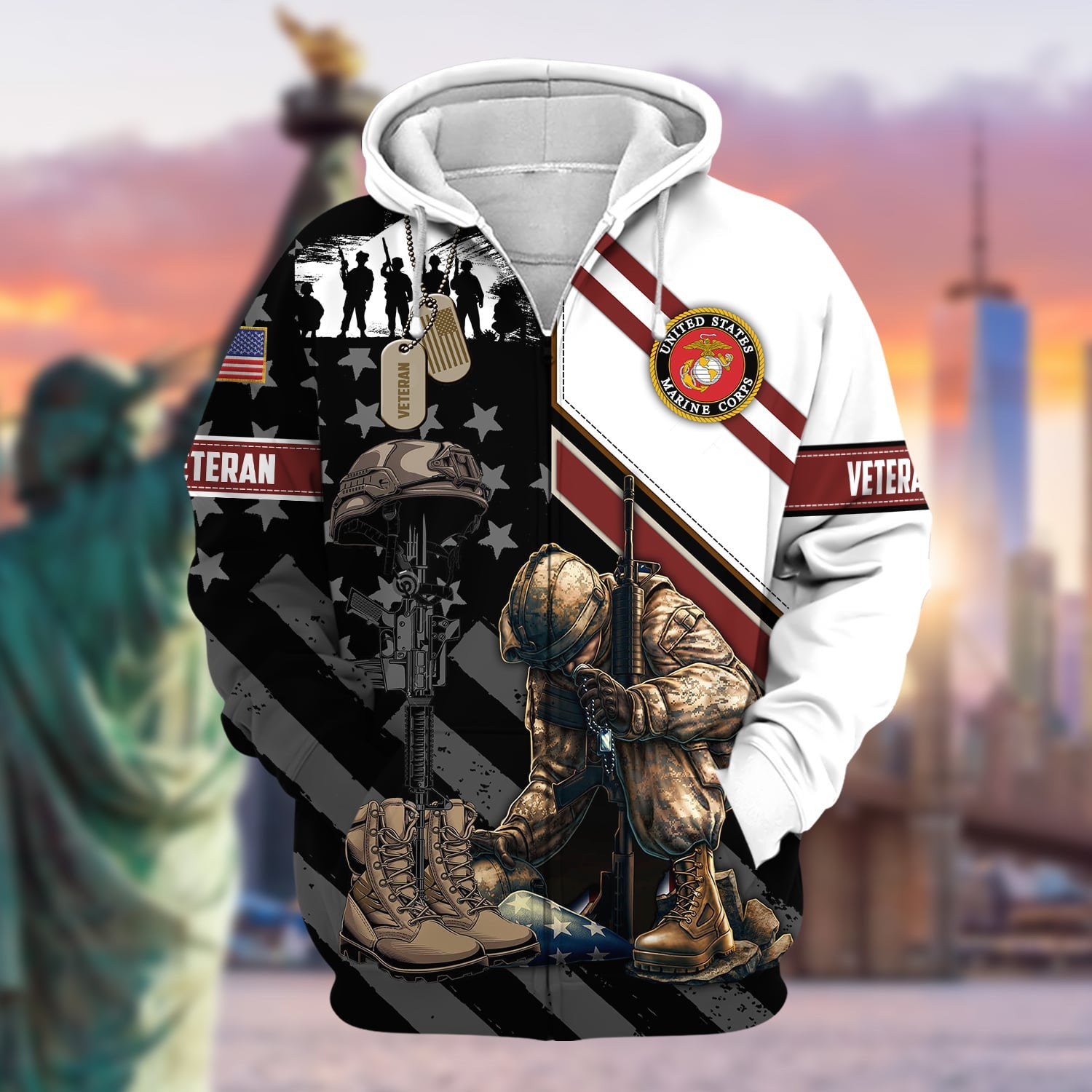 Unique Honoring All Who Served US Veteran Zip Hoodie