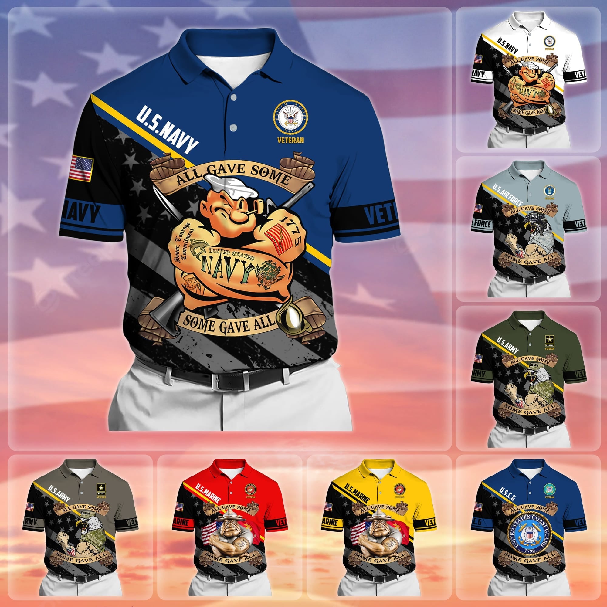 Premium All Gave Some Some Gave All US Veteran Polo Shirt