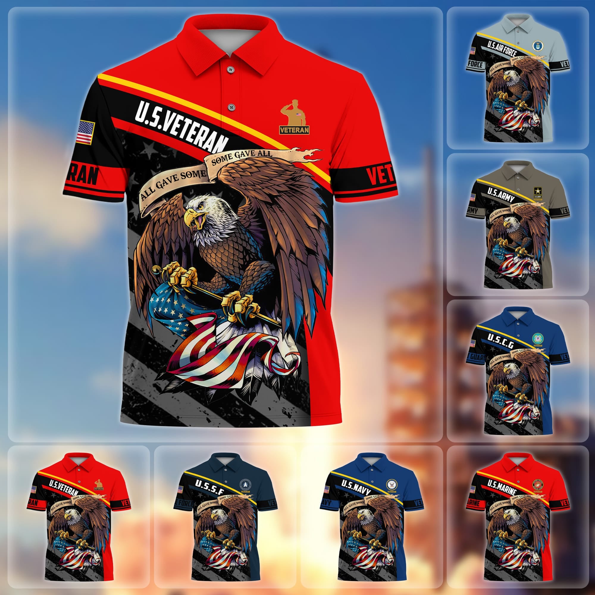 Premium Eagle US Veteran Polo Shirt