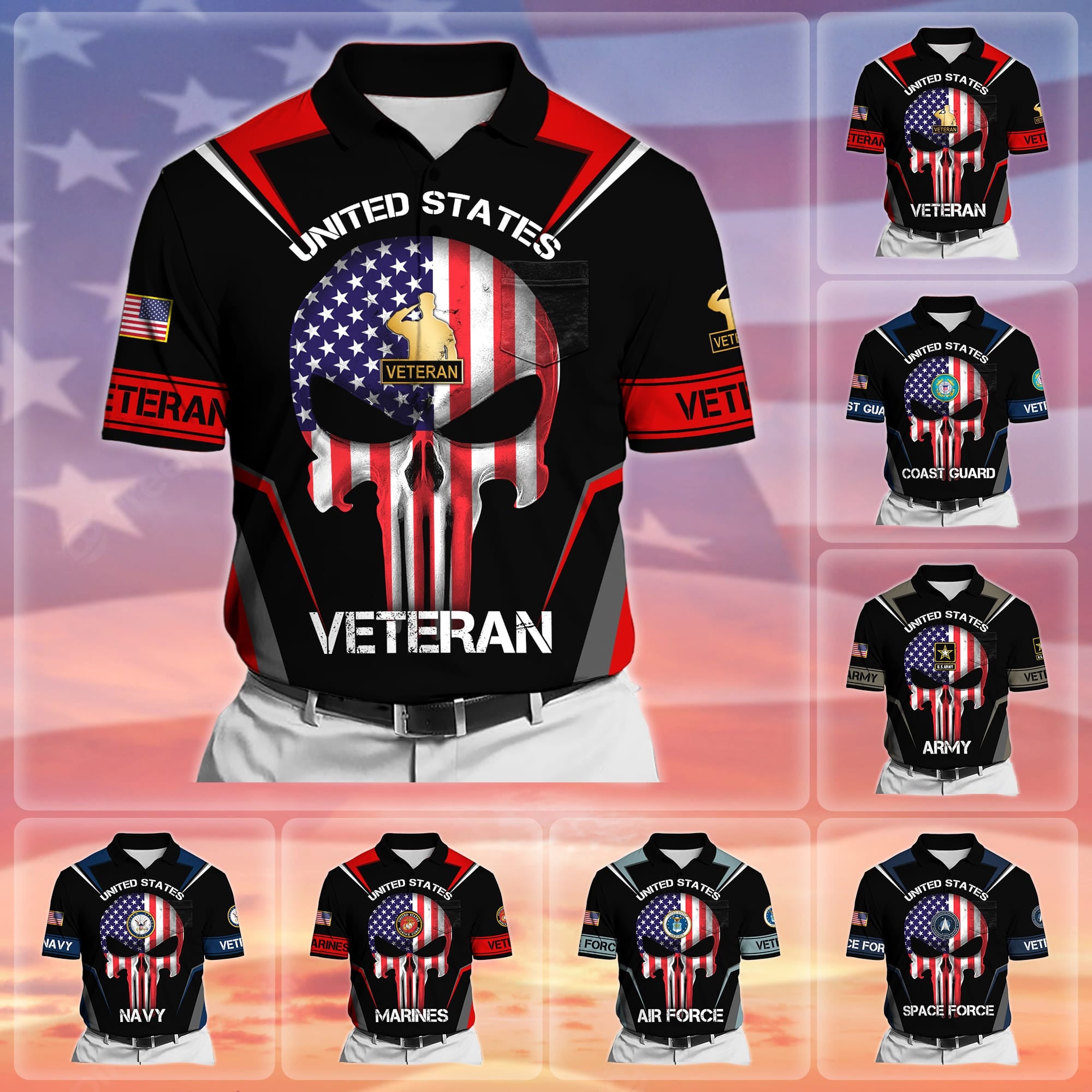 Premium US Veteran Polo Shirt With Pocket