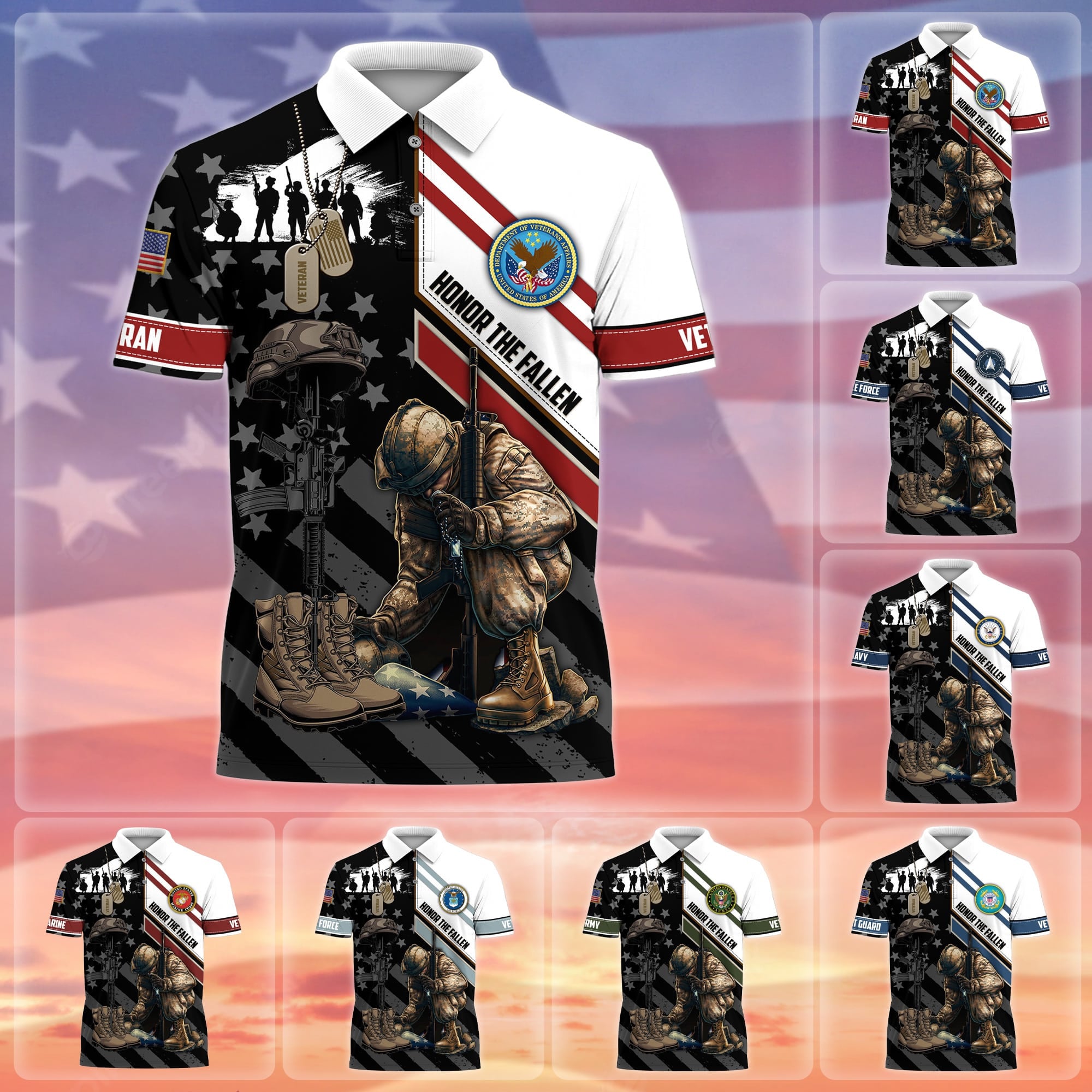 Premium Honor The Fallen US Veteran Polo And Hawaii Shirt
