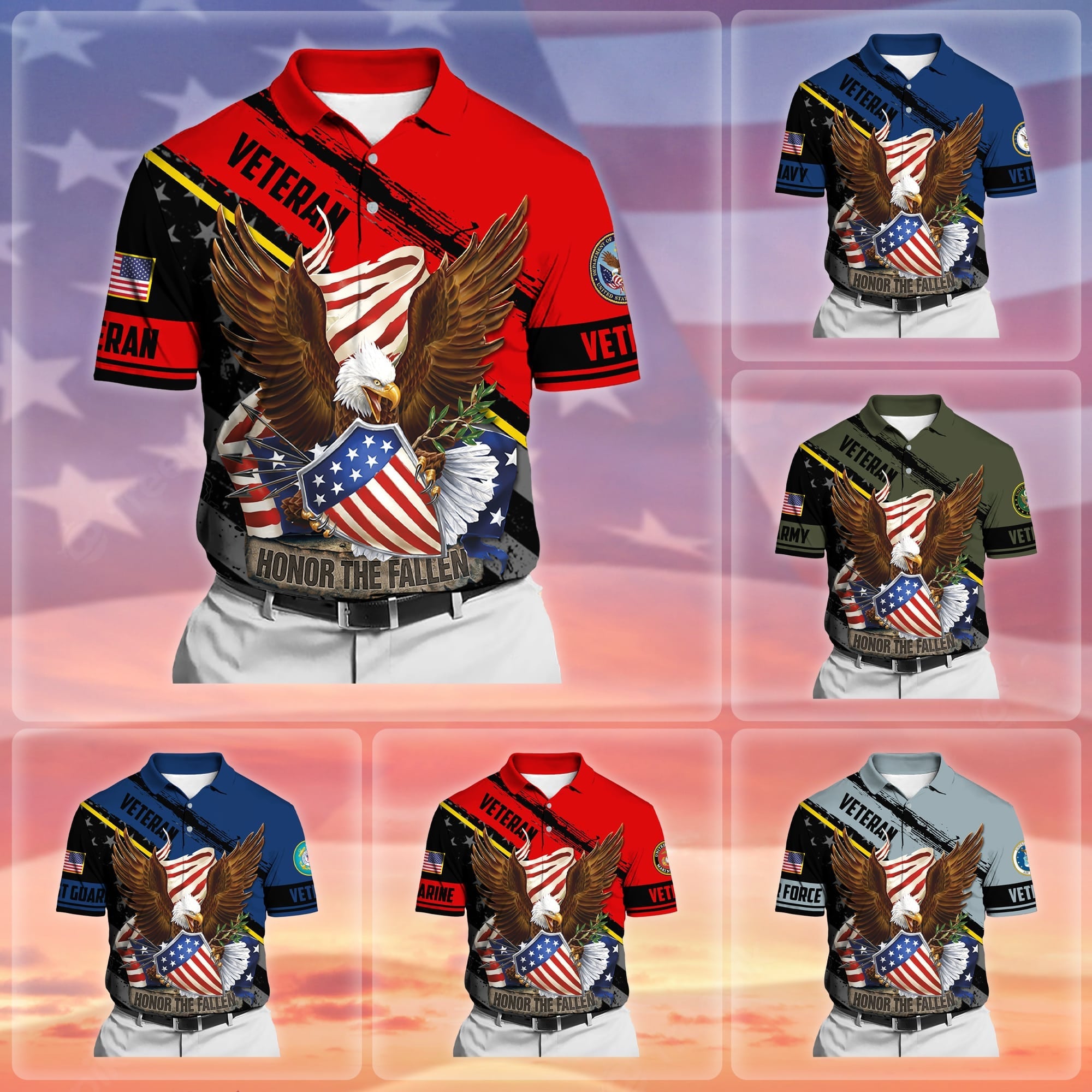 Premium Honor The Fallen US Veteran Polo And Hawaii Shirt