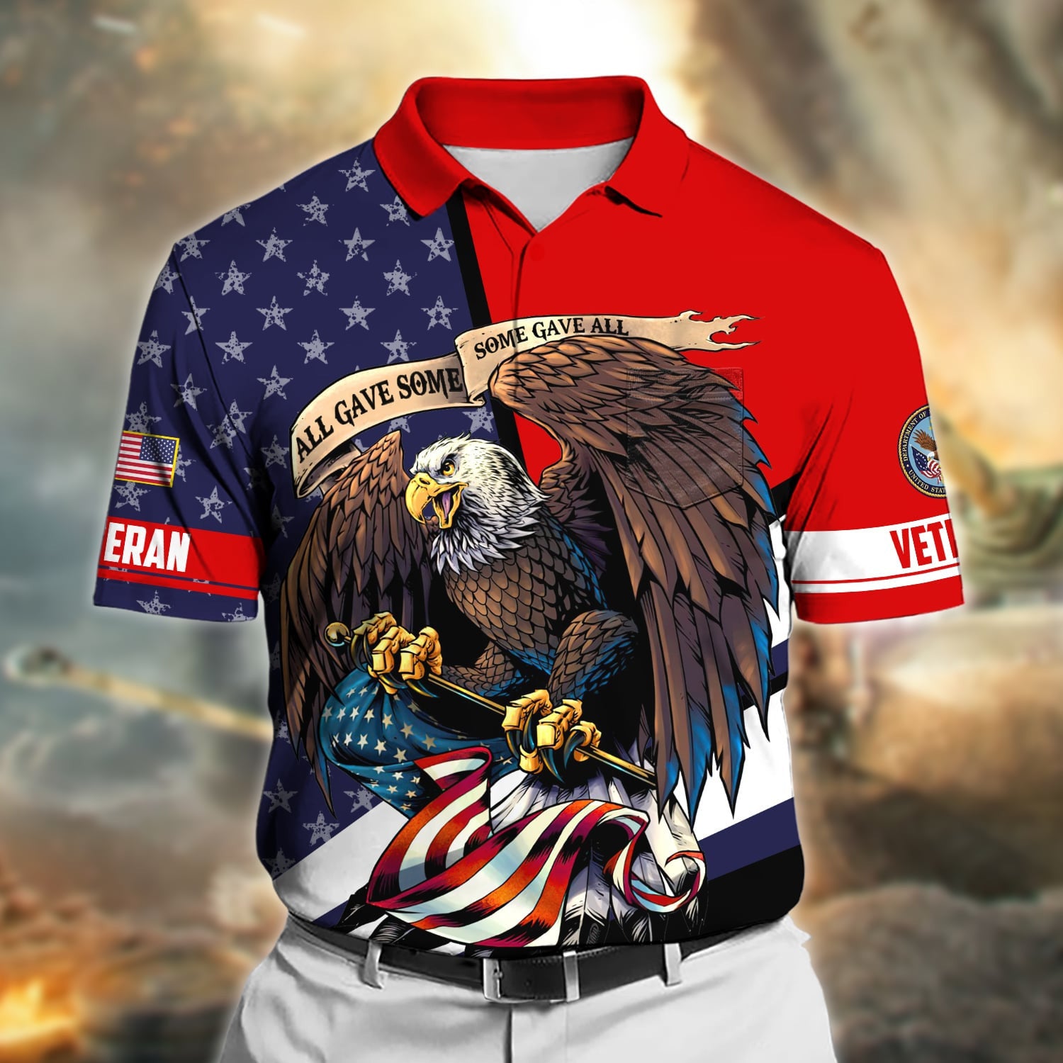 Premium All Gave Some Some Gave All US Veteran Polo Shirt With Pocket