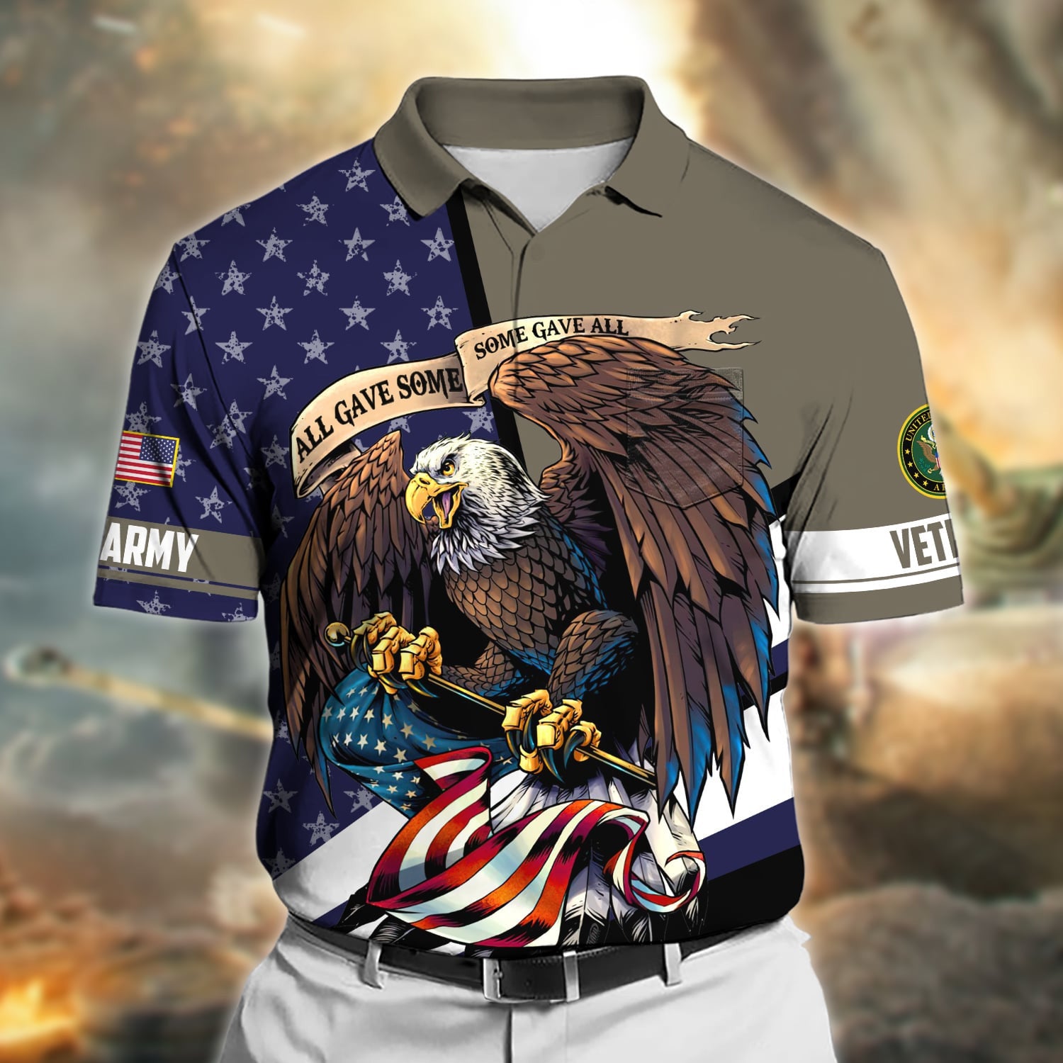 Premium All Gave Some Some Gave All US Veteran Polo Shirt With Pocket