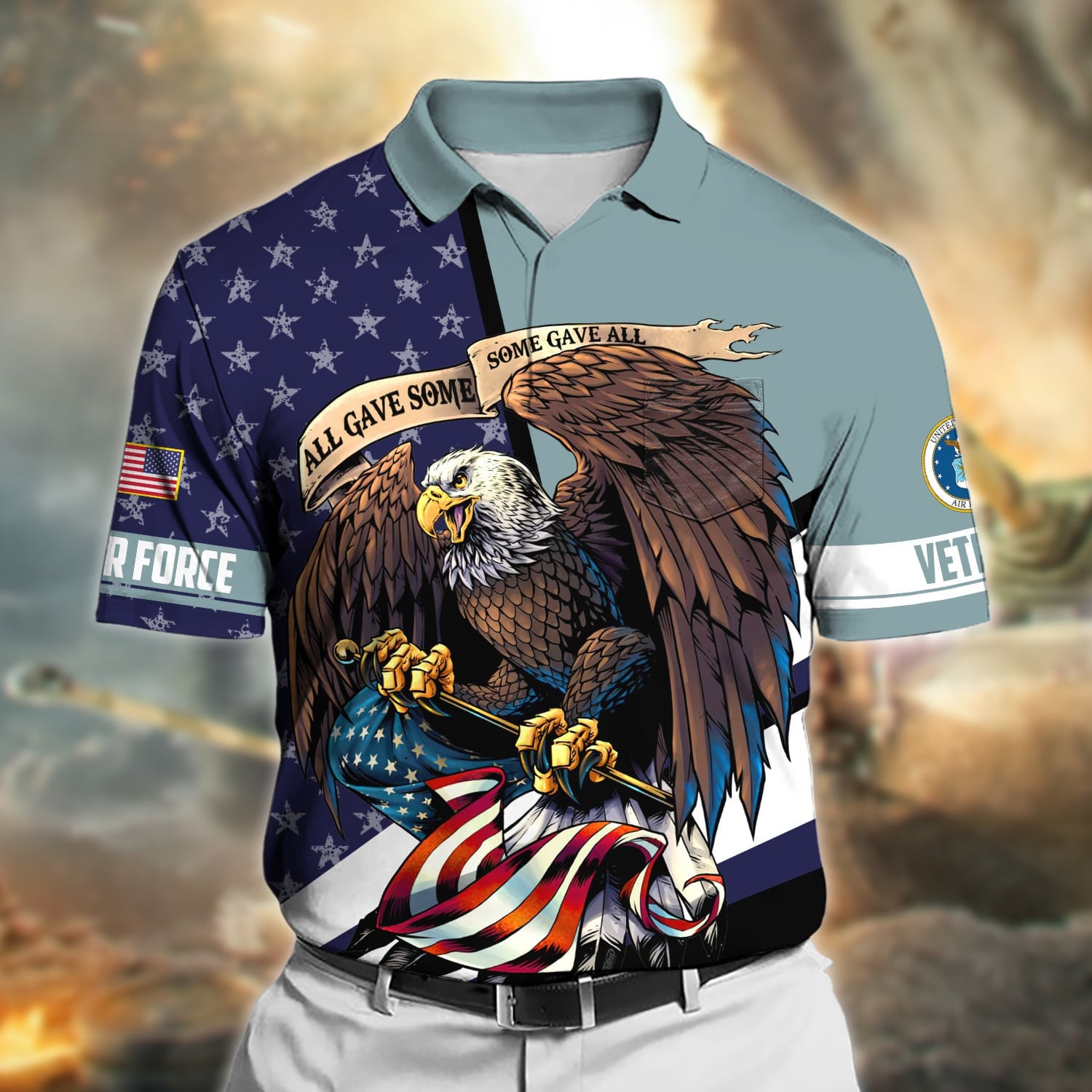 Premium All Gave Some Some Gave All US Veteran Polo Shirt With Pocket