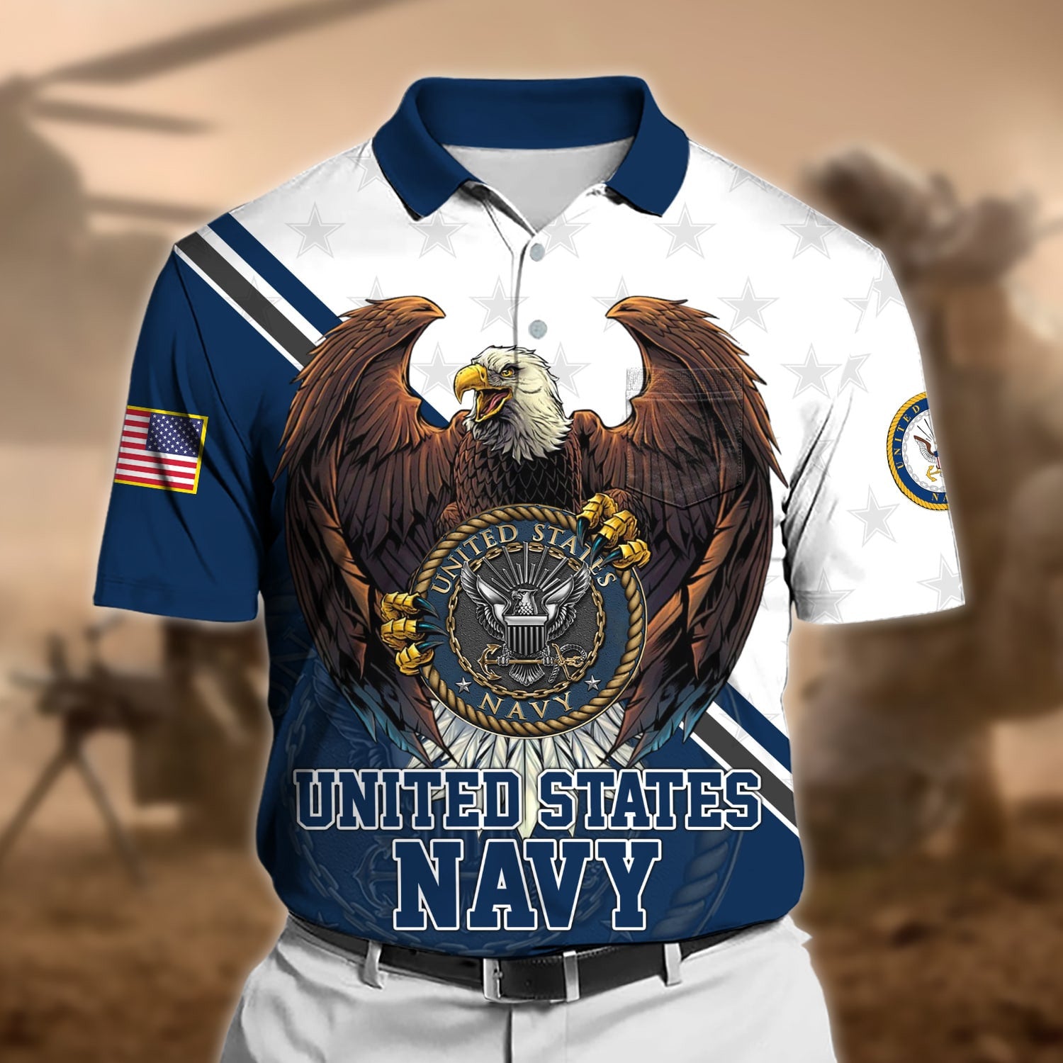 Premium Eagle US Veteran Polo Shirt With Pocket