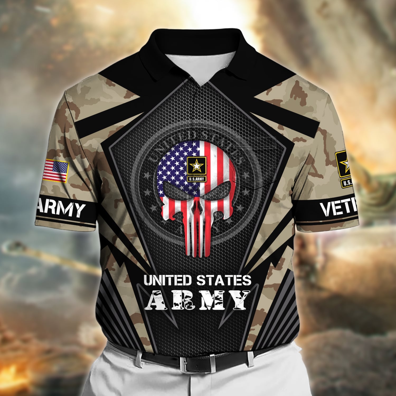 Premium Honoring All Who Served US Veteran Polo Shirt With Pocket