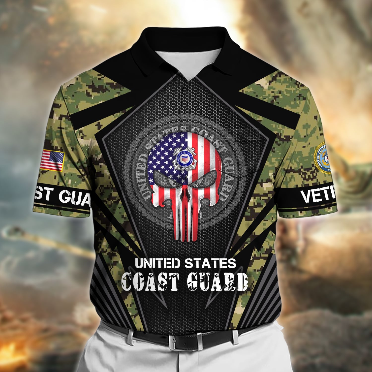 Premium Honoring All Who Served US Veteran Polo Shirt With Pocket