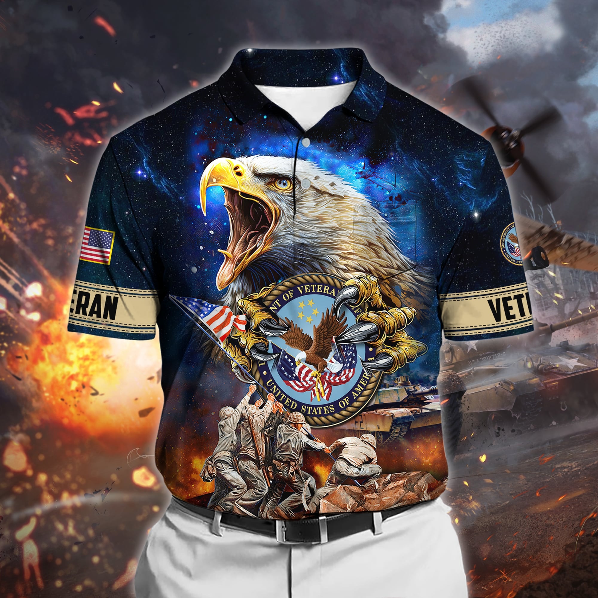 Premium Honoring All Who Served US Veteran Polo Shirt With Pocket