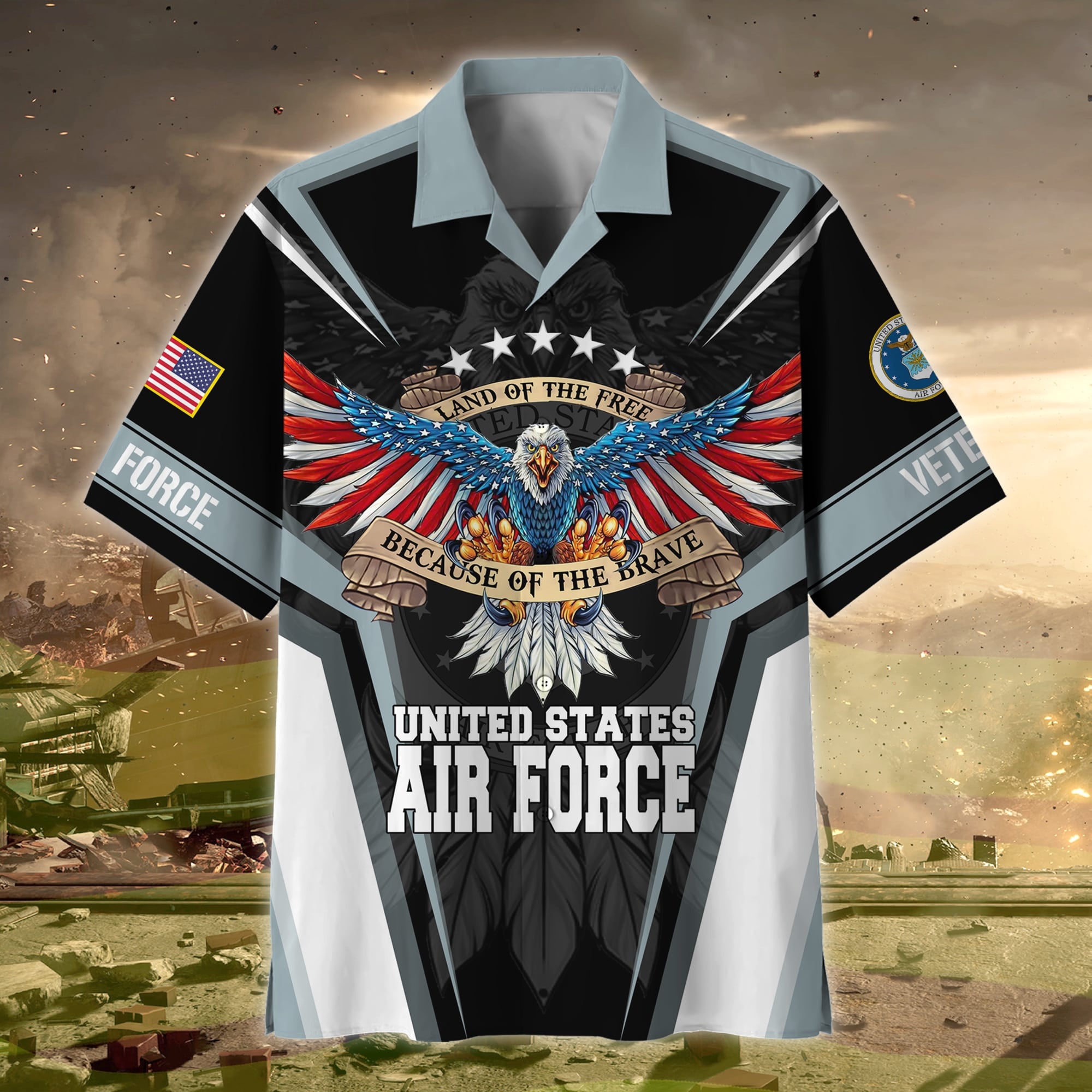 Premium Land Of The Free US Veteran Hawaii Shirt