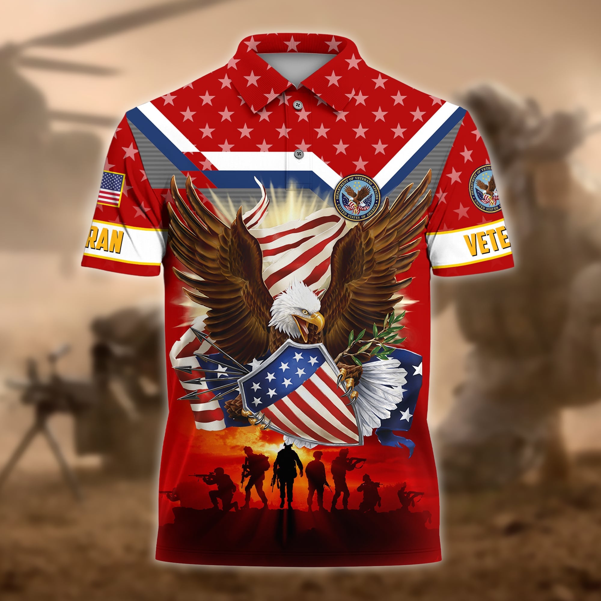 Premium Eagle US Veteran Polo And Hawaii Shirt