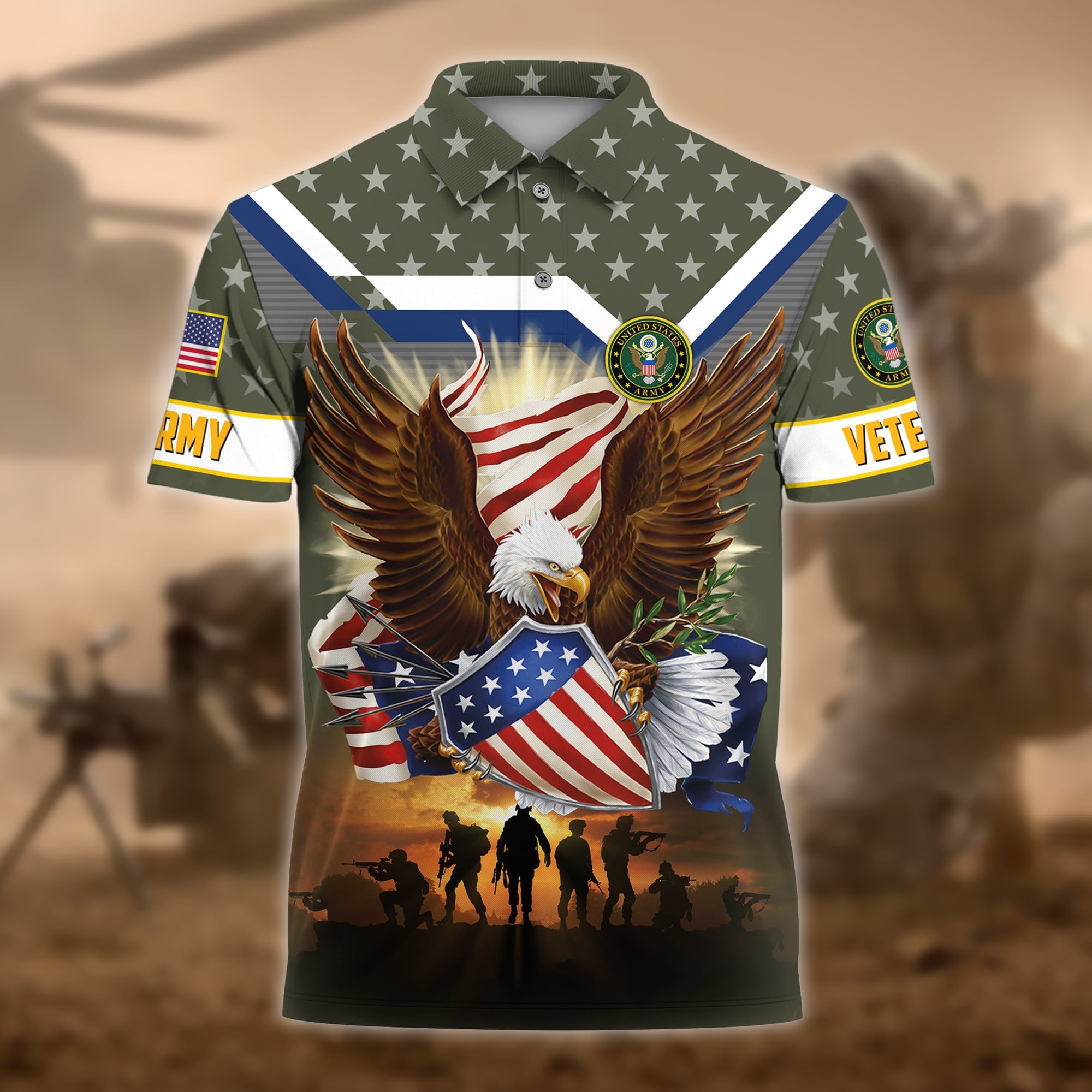 Premium Eagle US Veteran Polo And Hawaii Shirt