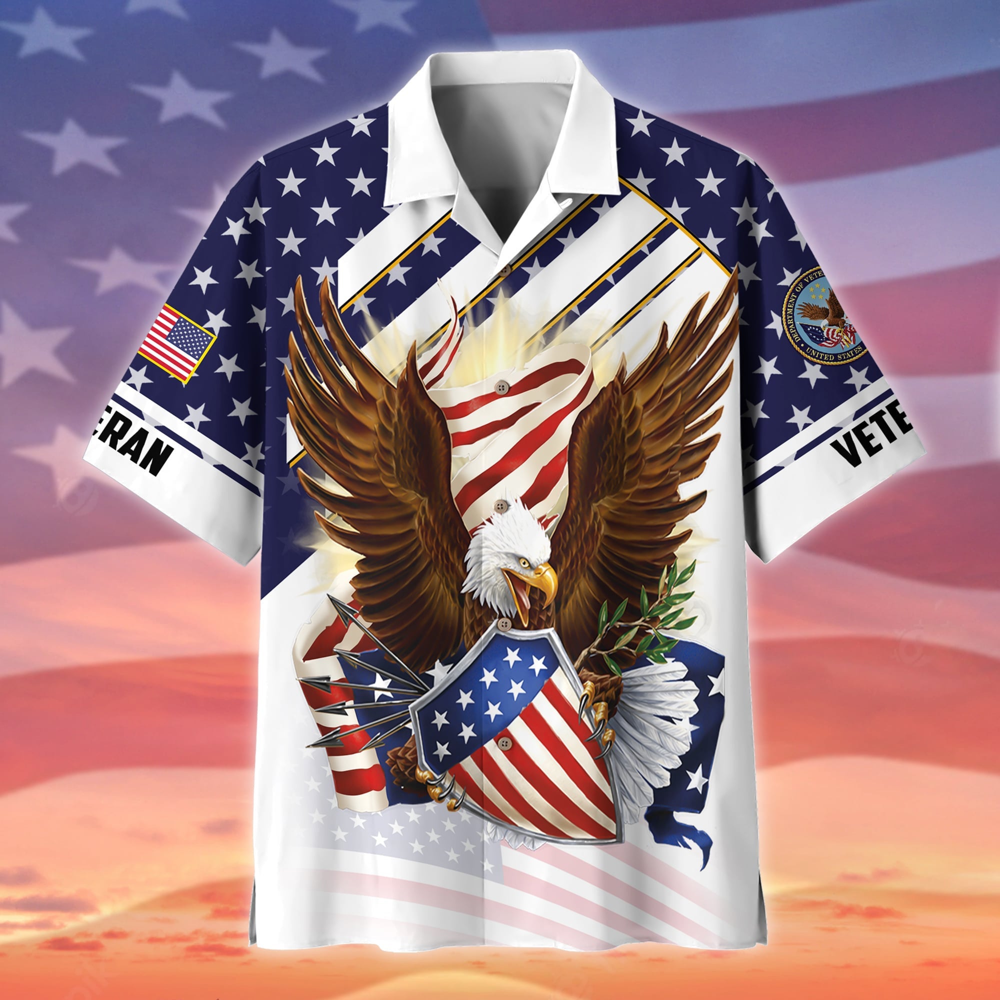 Premium Eagle US Veteran Polo And Hawaii Shirt