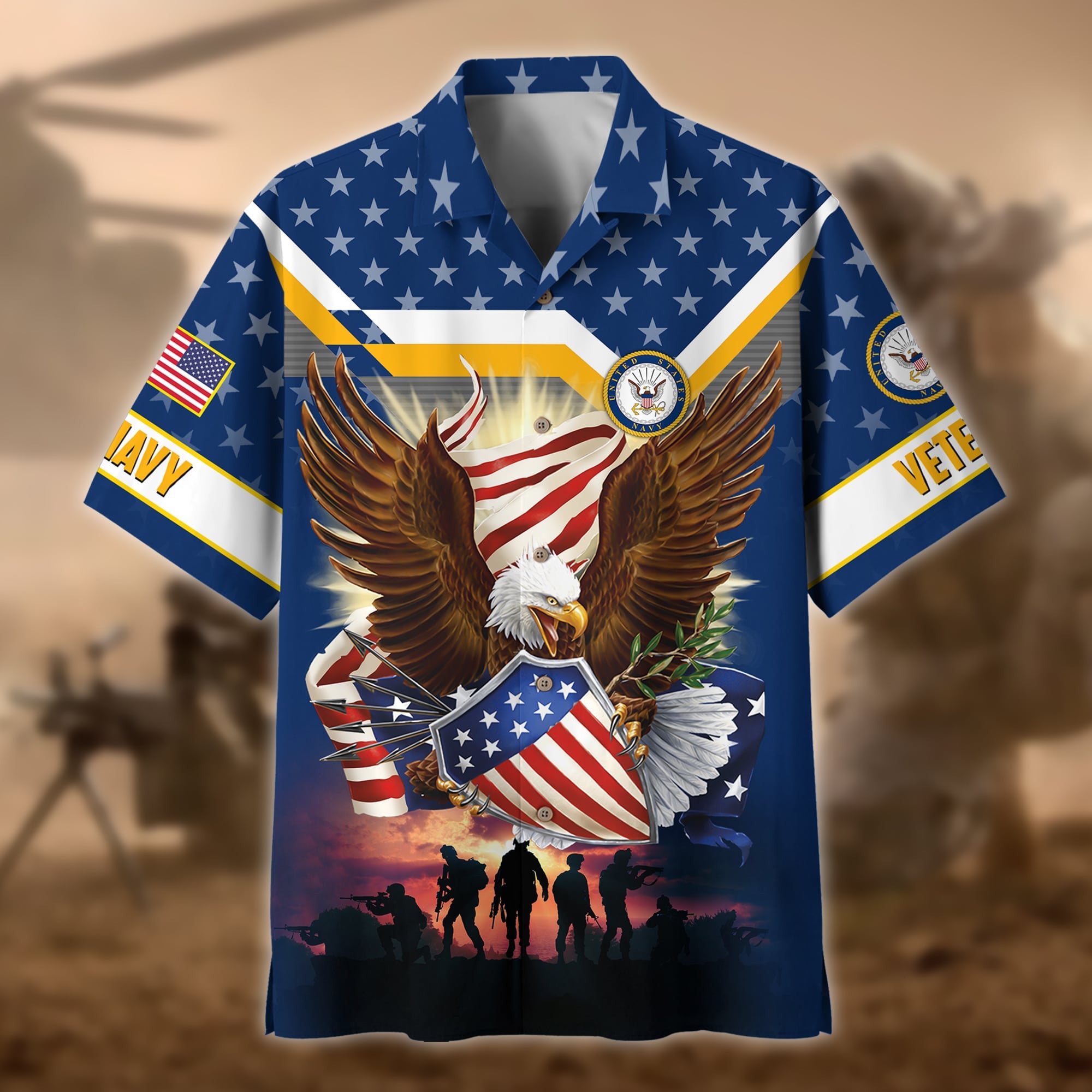 Premium Eagle US Veteran Polo And Hawaii Shirt