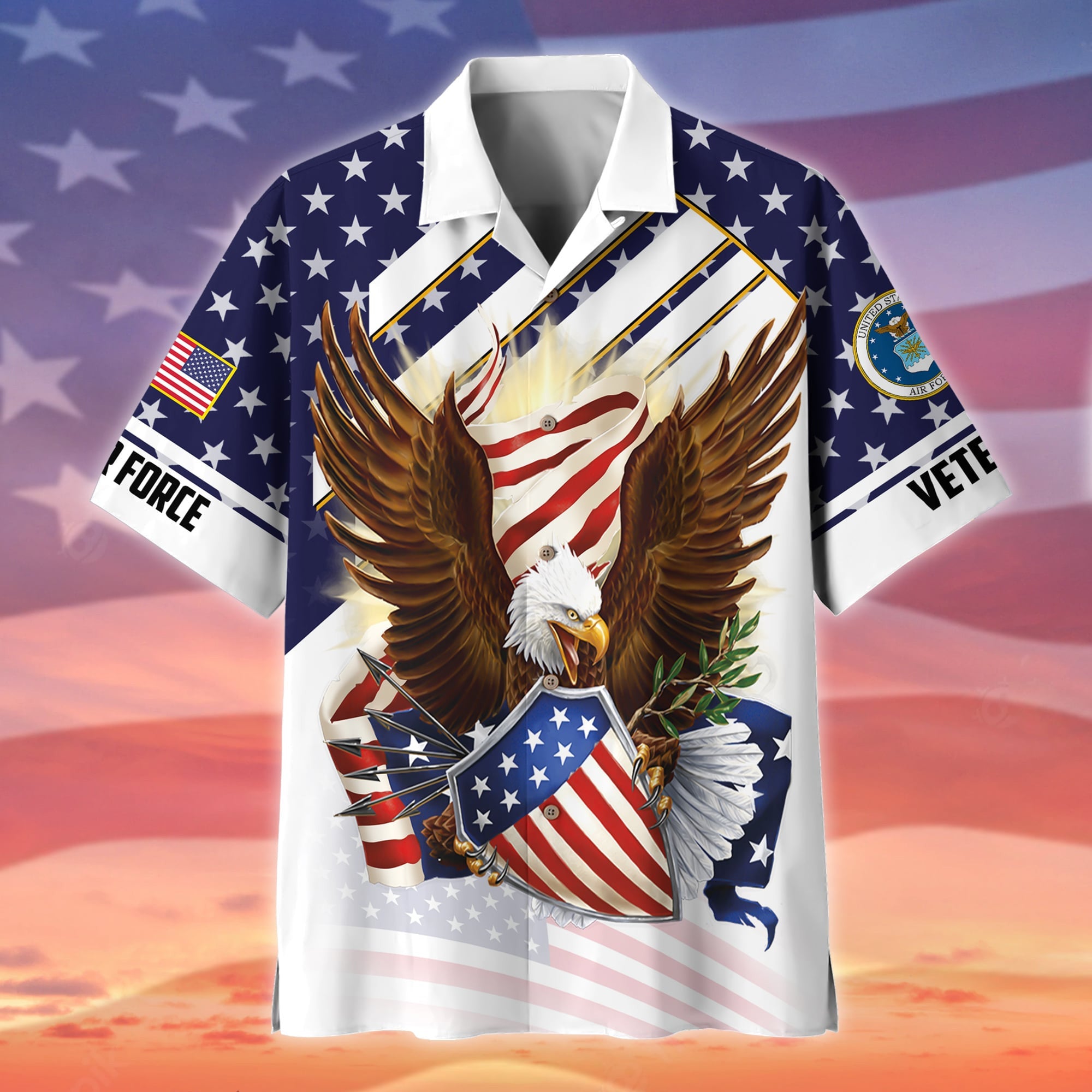 Premium Eagle US Veteran Polo And Hawaii Shirt