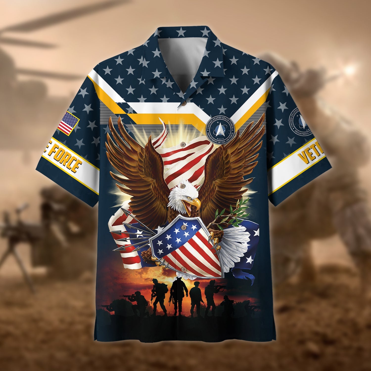 Premium Eagle US Veteran Polo And Hawaii Shirt