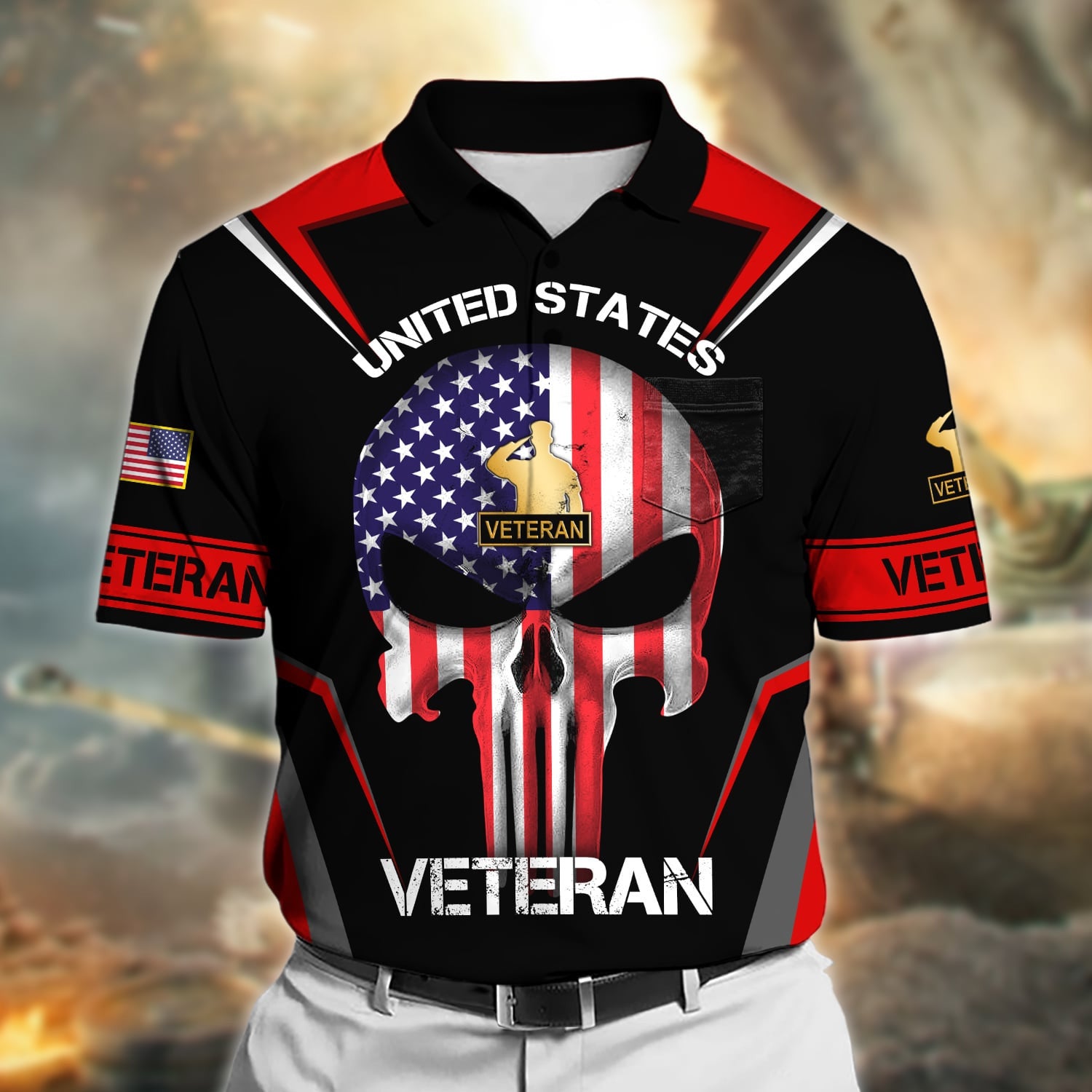 Premium US Veteran Polo Shirt With Pocket