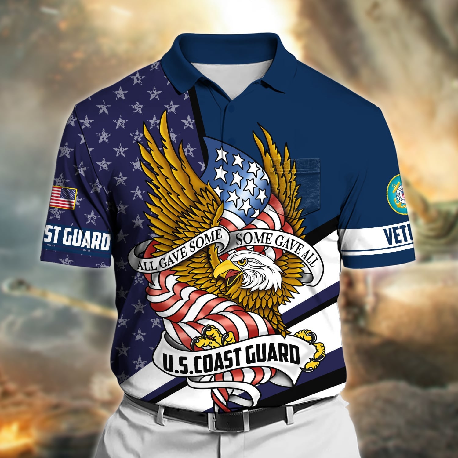 Premium All Gave Some Some Gave All US Veteran Polo Shirt With Pocket