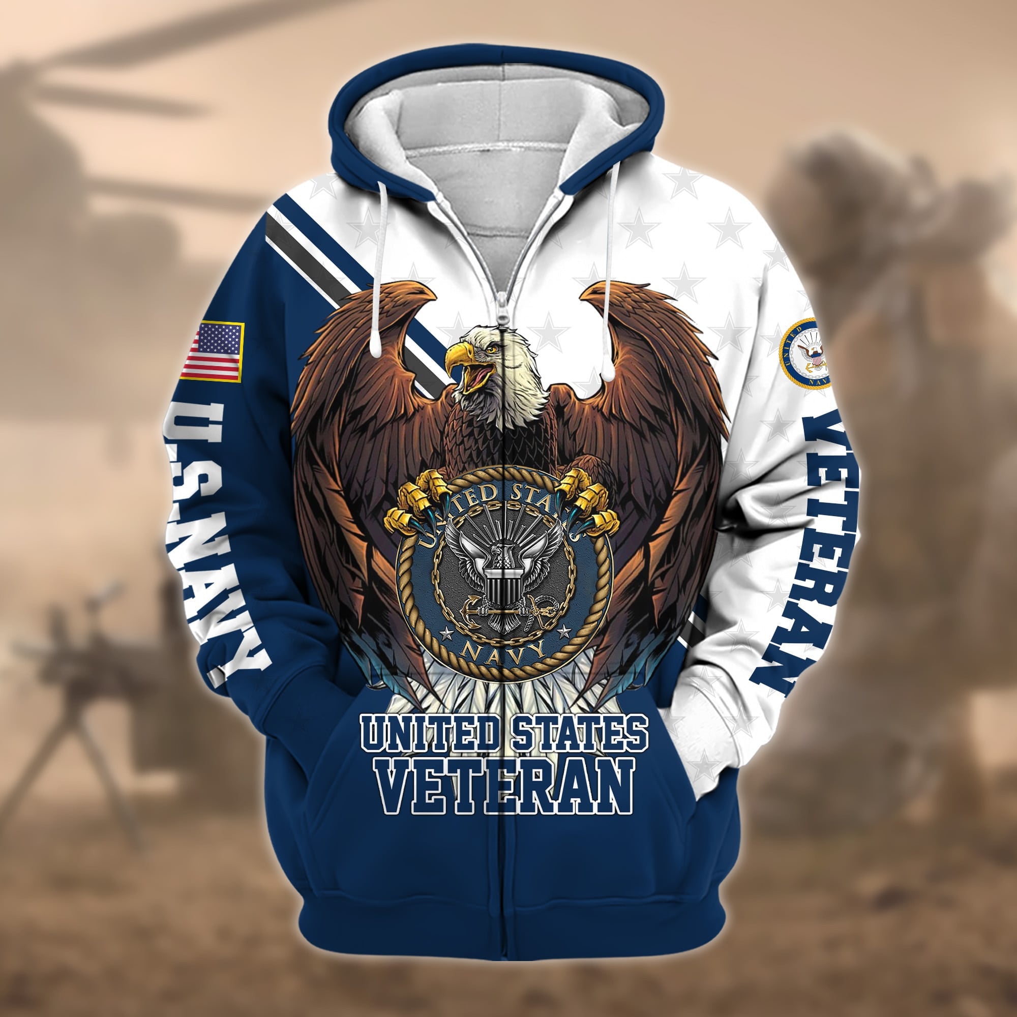 Premium Eagle US Veteran Zip Hoodie