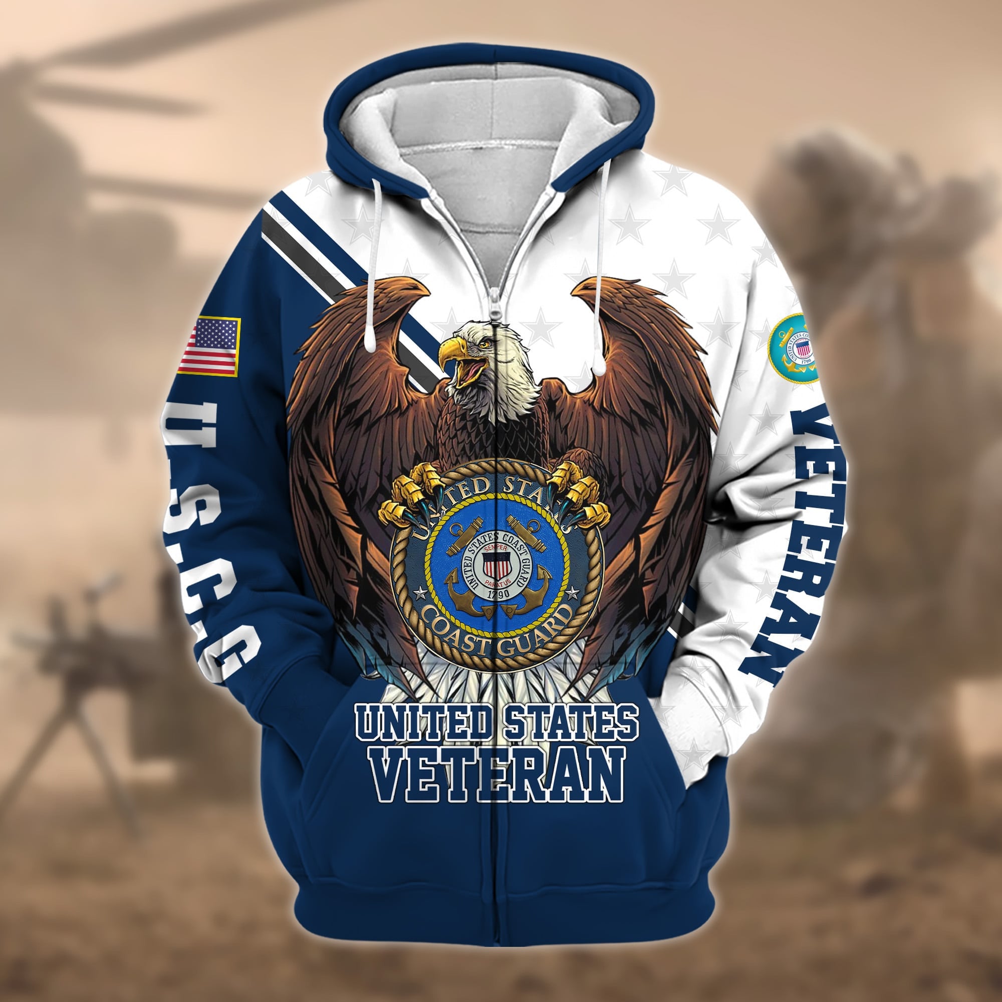 Premium Eagle US Veteran Zip Hoodie